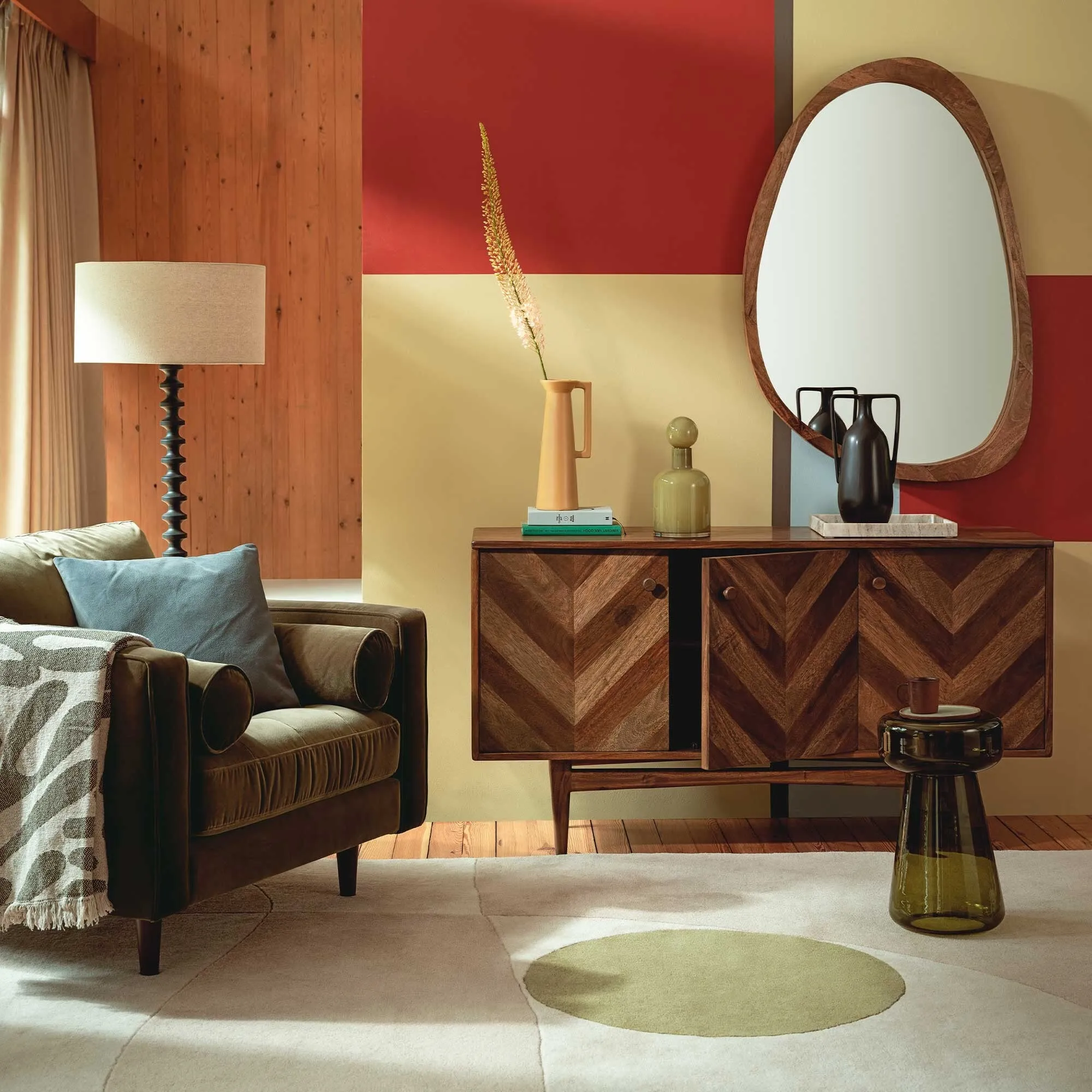 Lockley 3 Door Sideboard - Brown, Saman Wood