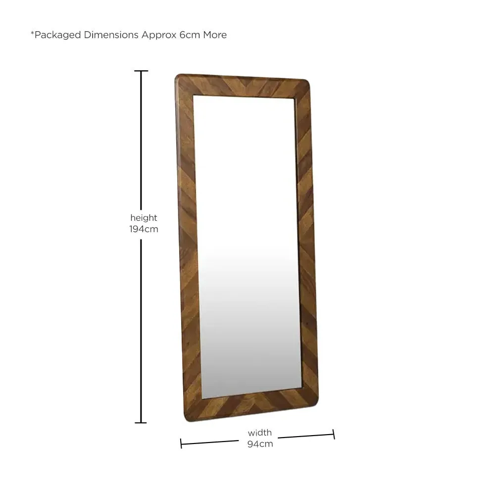 Lockley Square Standing Mirror - Brown, Saman Wood