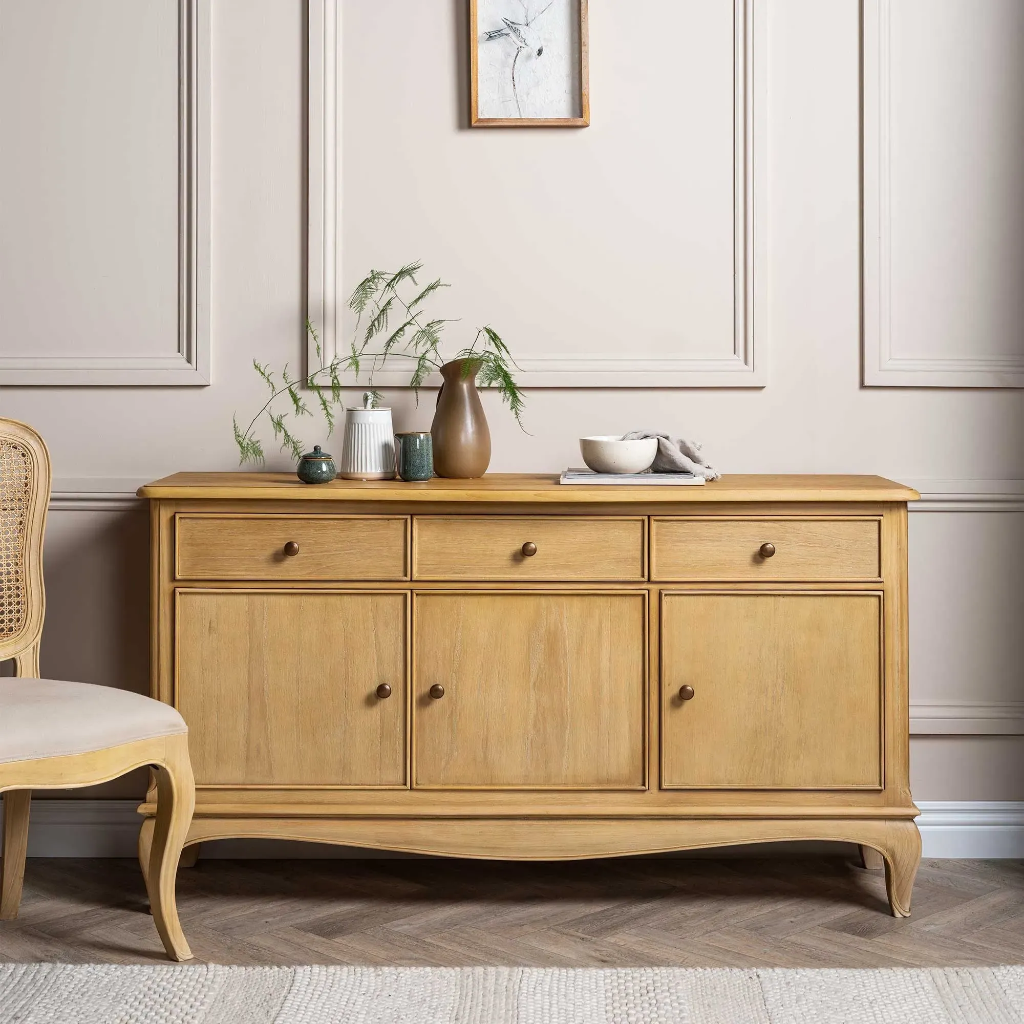 Loire 3 Door 3 Drawer Sideboard - Brown, Mindi Wood