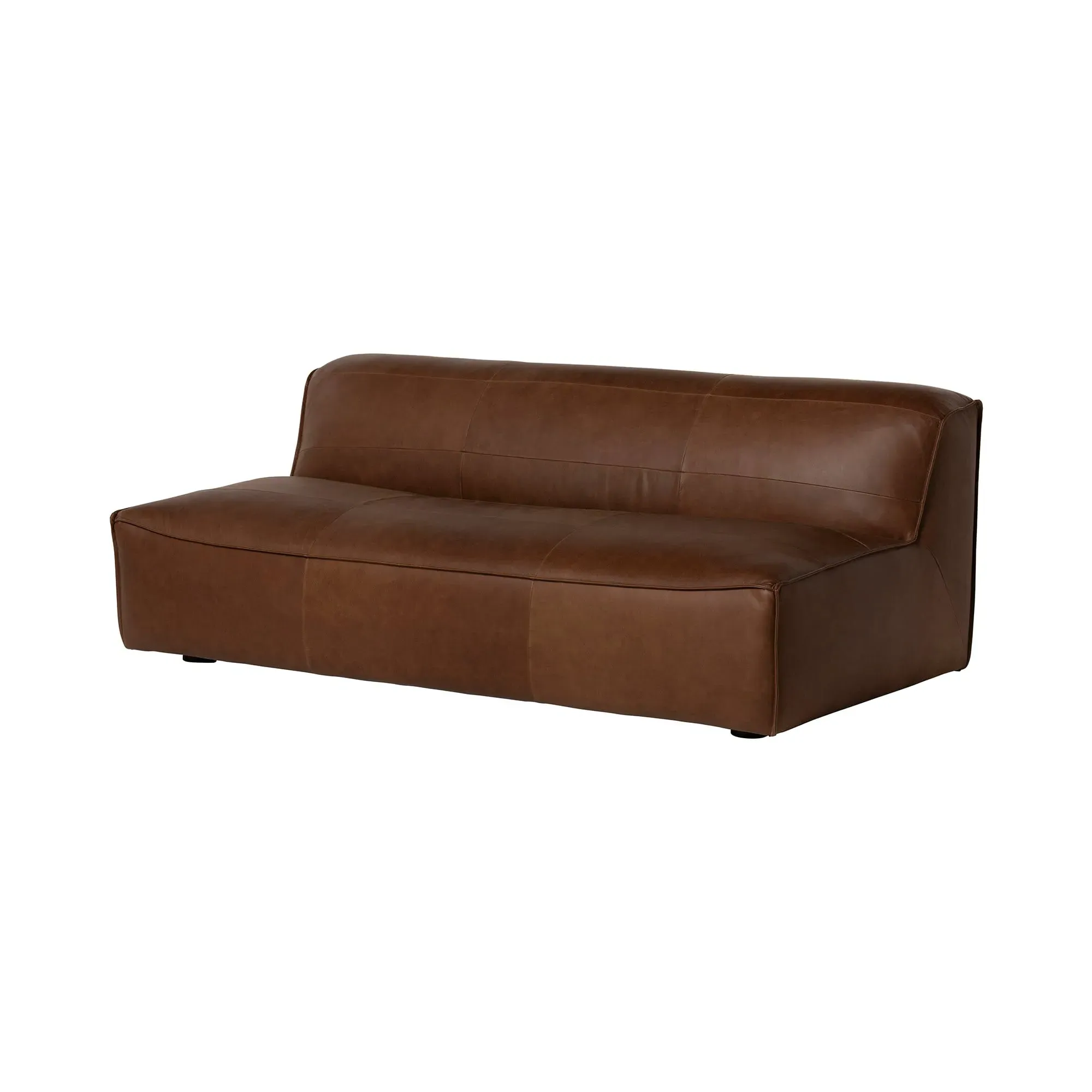 Loma 3-Seater Armless Sofa - Brown, Leather