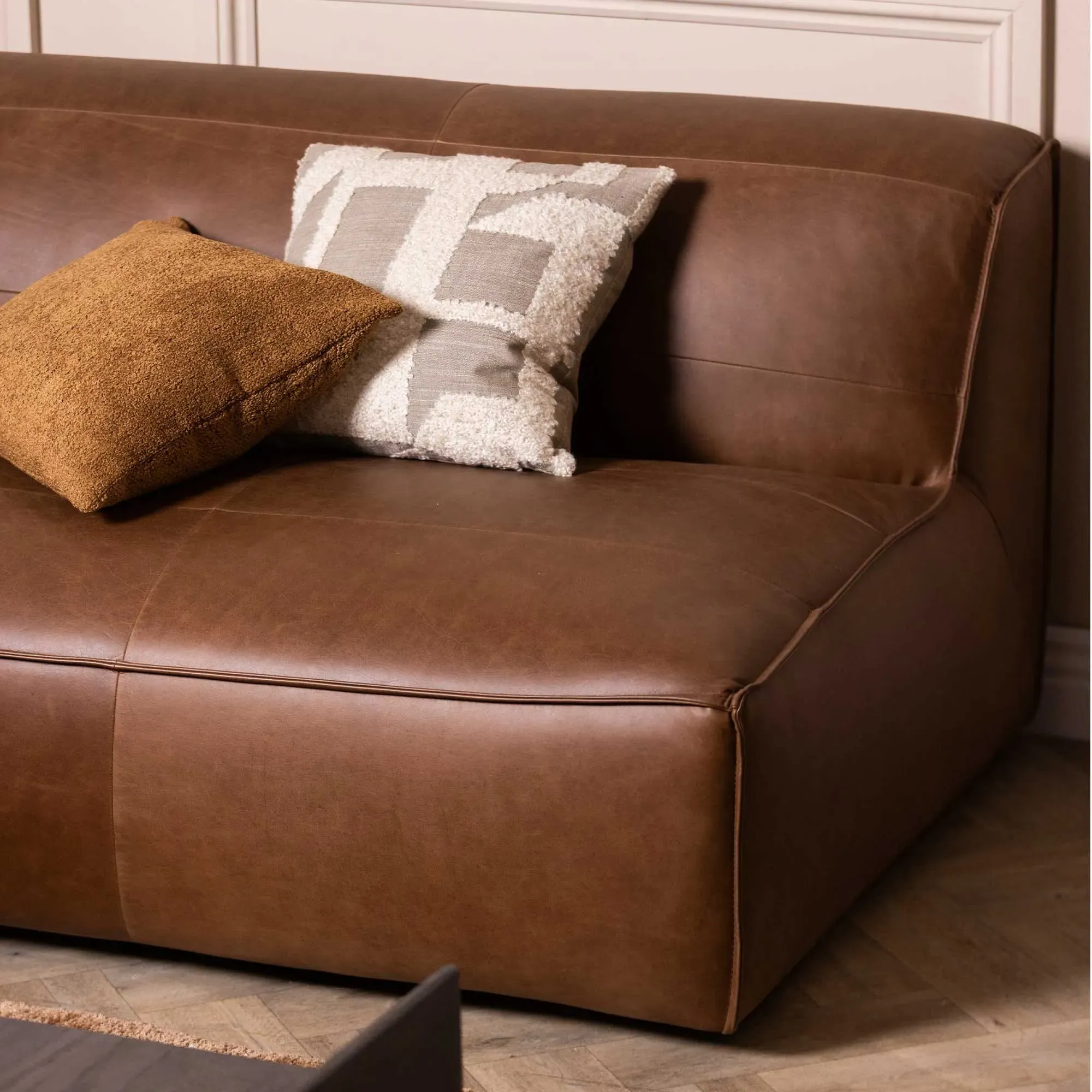 Loma 3-Seater Armless Sofa - Brown, Leather