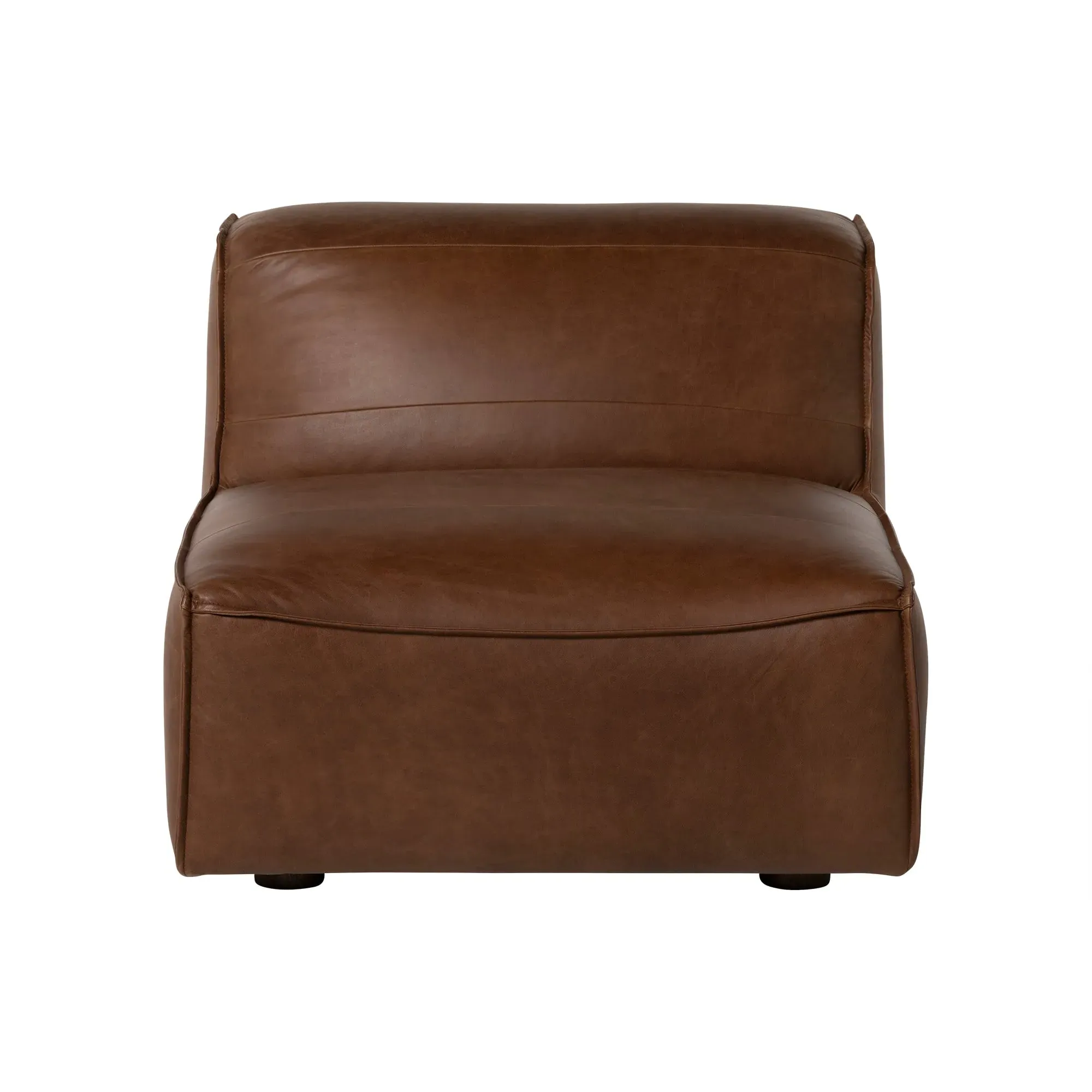 Loma Armless Lounge Chair - Brown, Leather