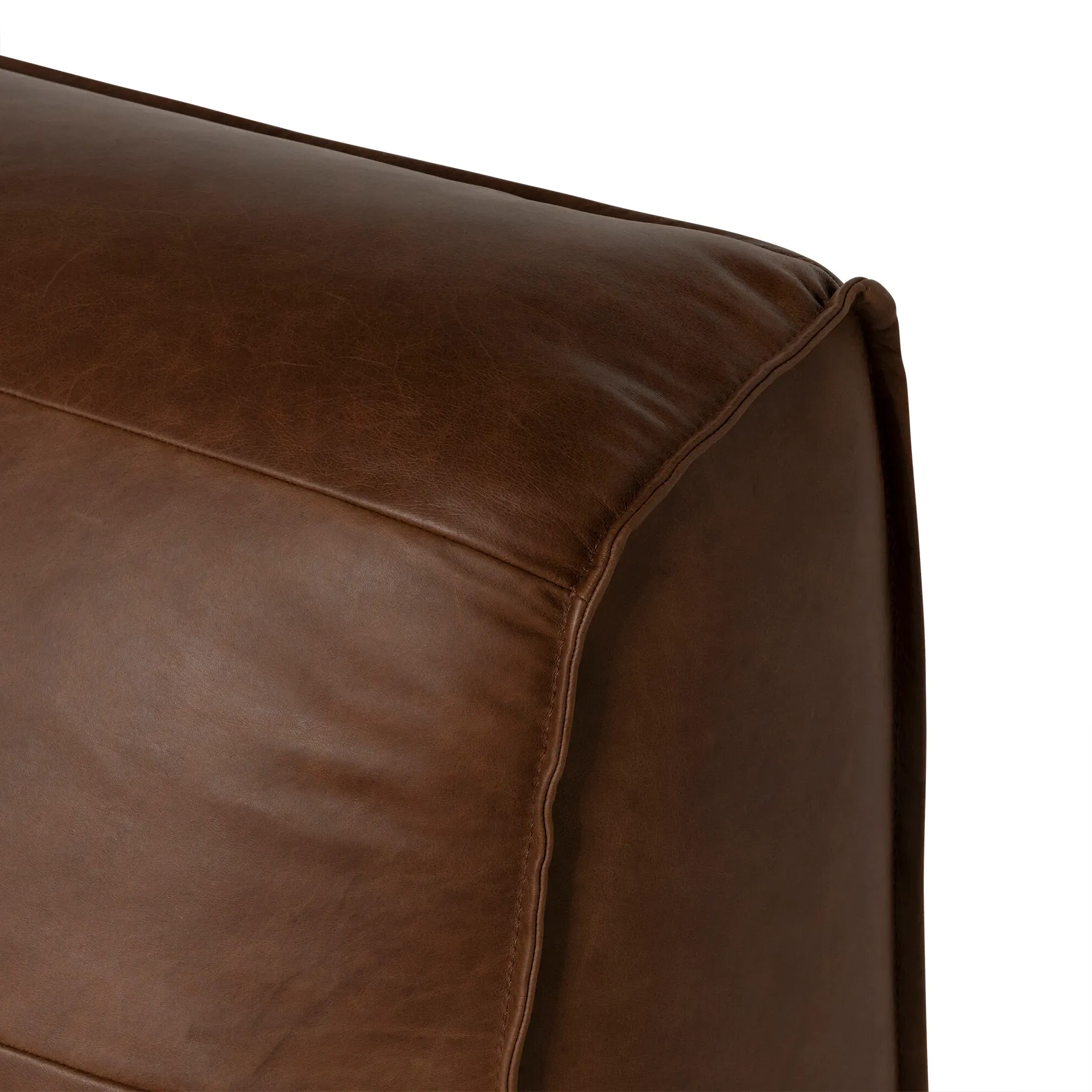 Loma Armless Lounge Chair - Brown, Leather