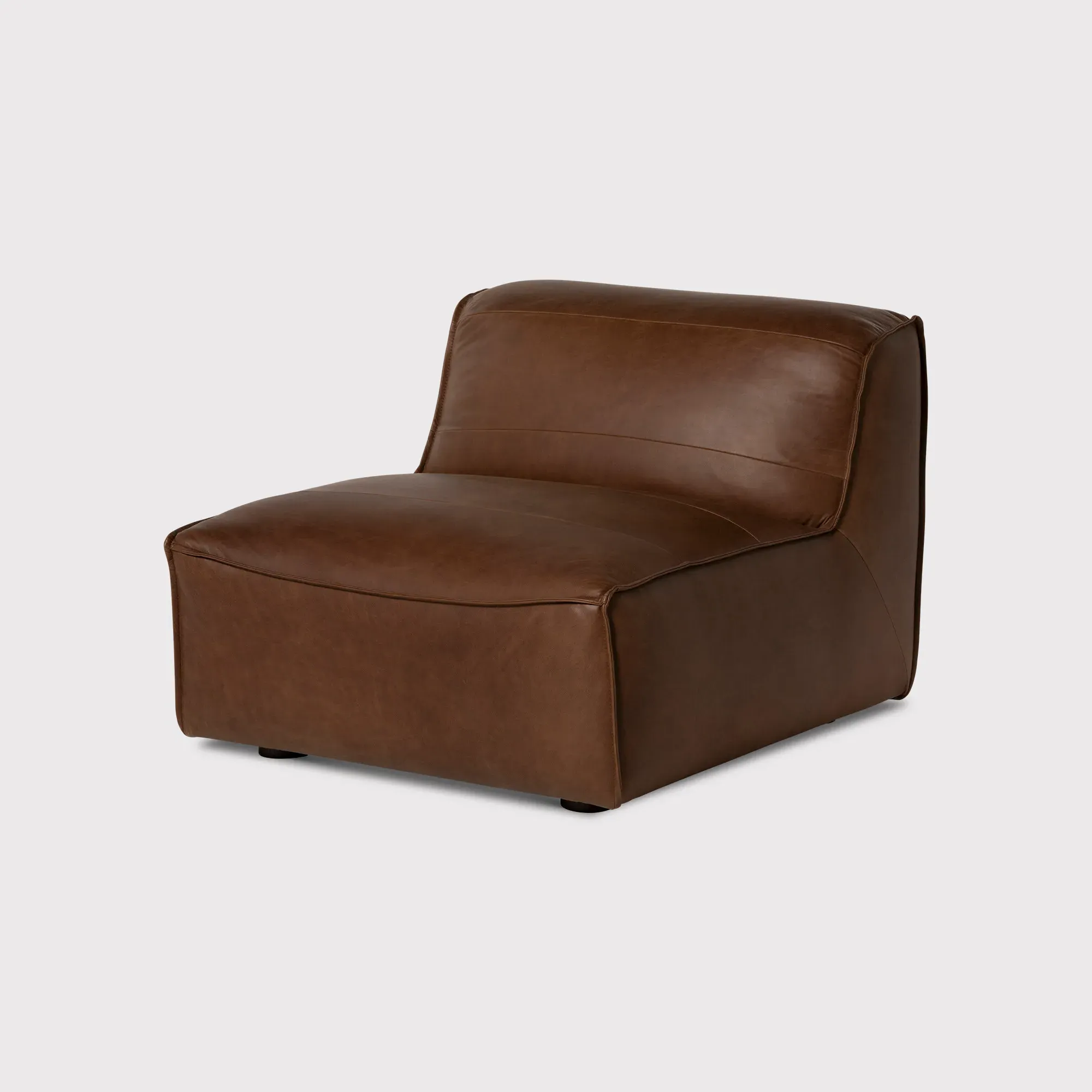 Loma Armless Lounge Chair - Brown, Leather image