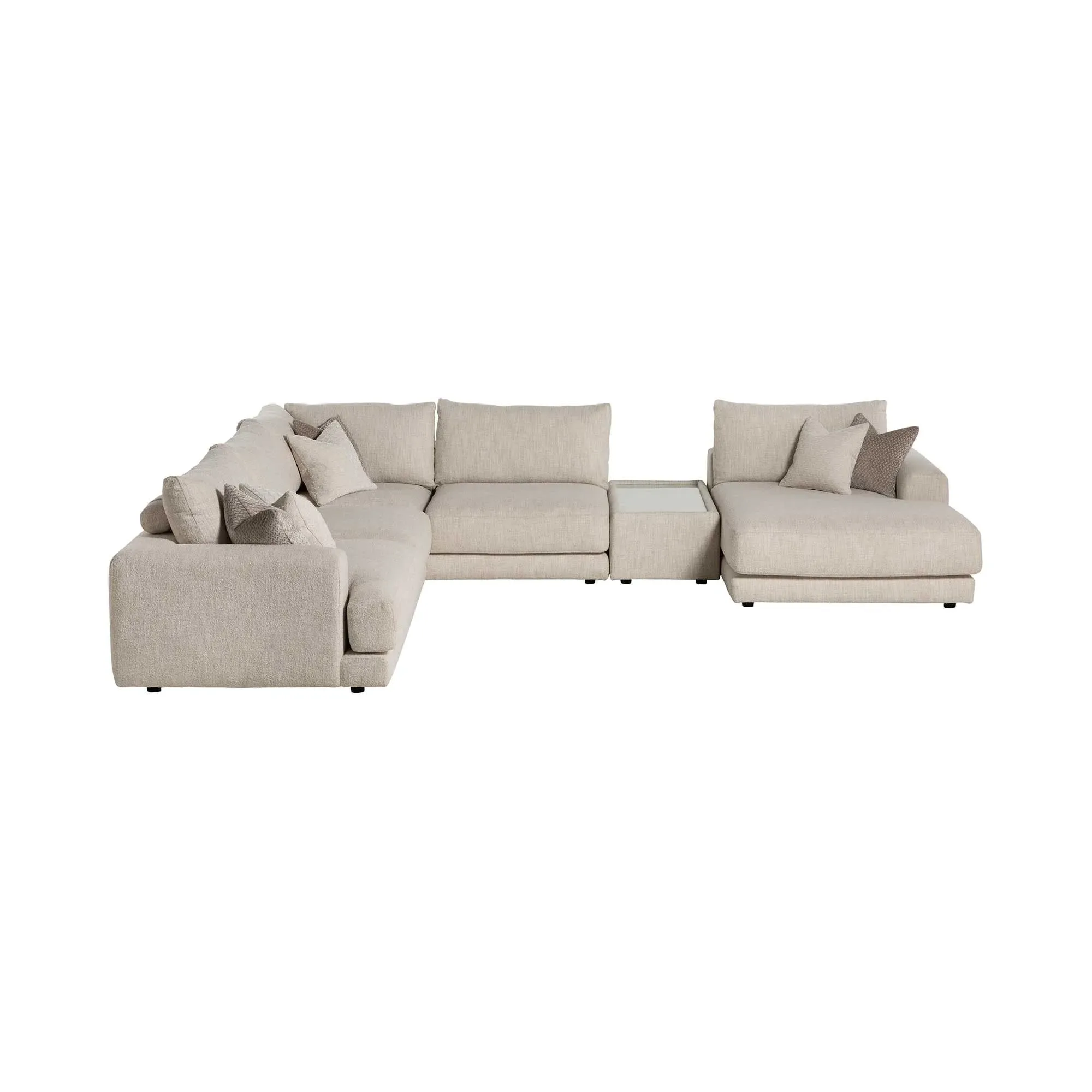 Lomax RHF Large Chaise Corner Sofa with Table - Neutral