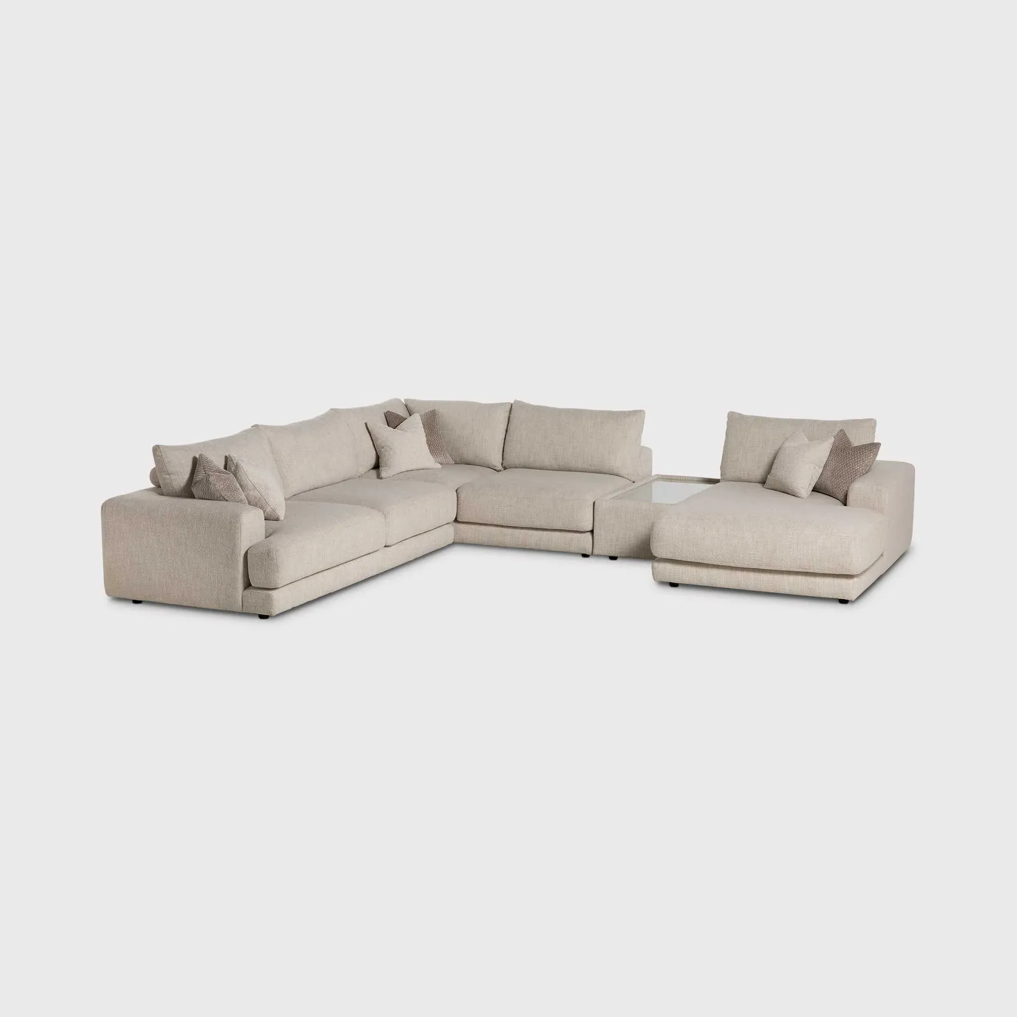 Lomax RHF Large Chaise Corner Sofa with Table - Neutral