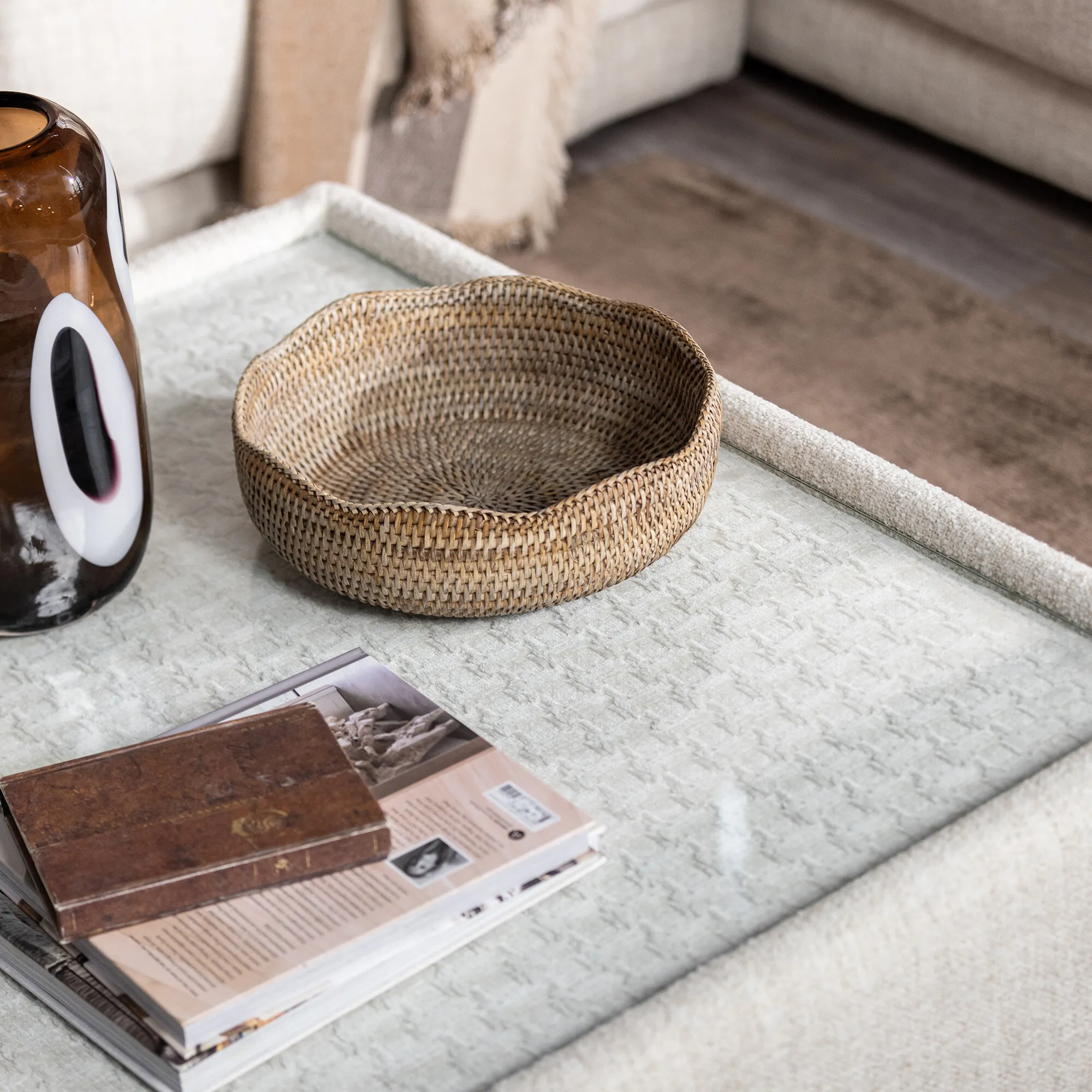 Lomax Square Glass Top Table - Neutral