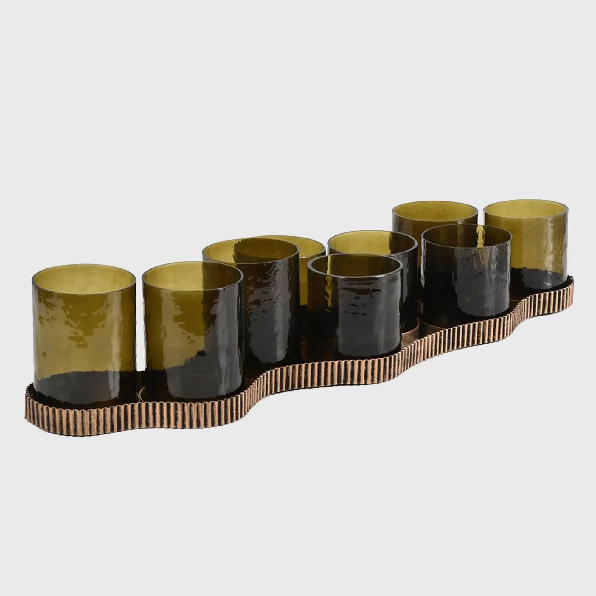 Long Multi Candleholder - Green, Glass