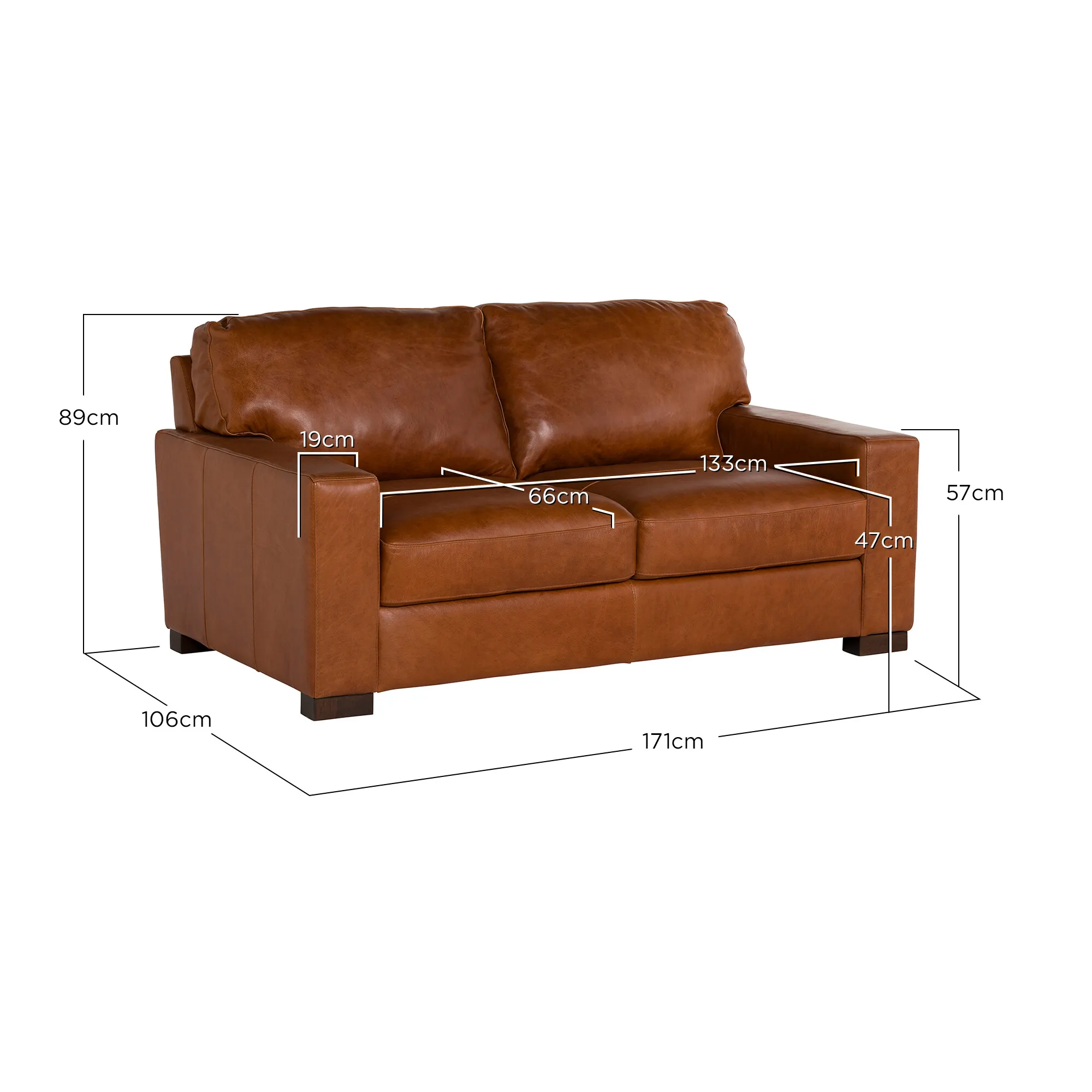 Lorenza Loveseat Sofa - Brown, Leather