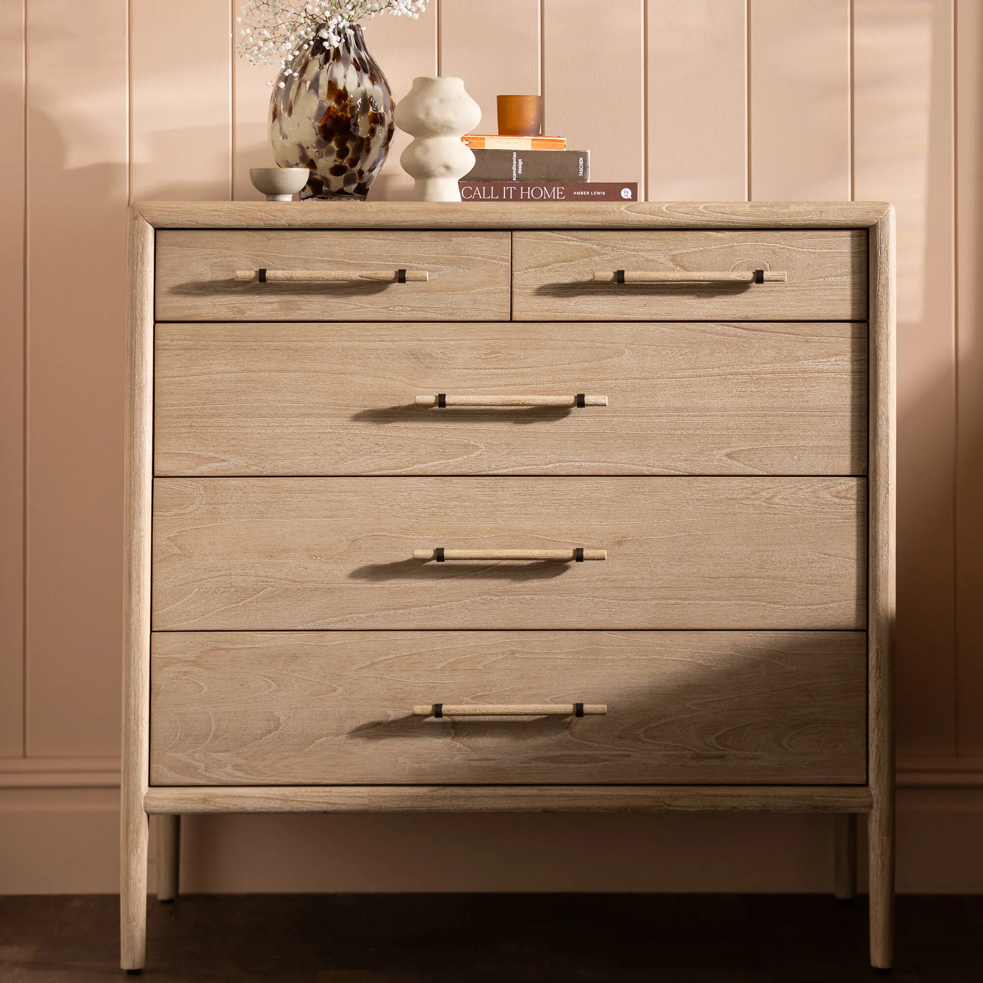 Lucerne 2 Drawer over 3 Drawer Chest - Neutral, Mindi Wood