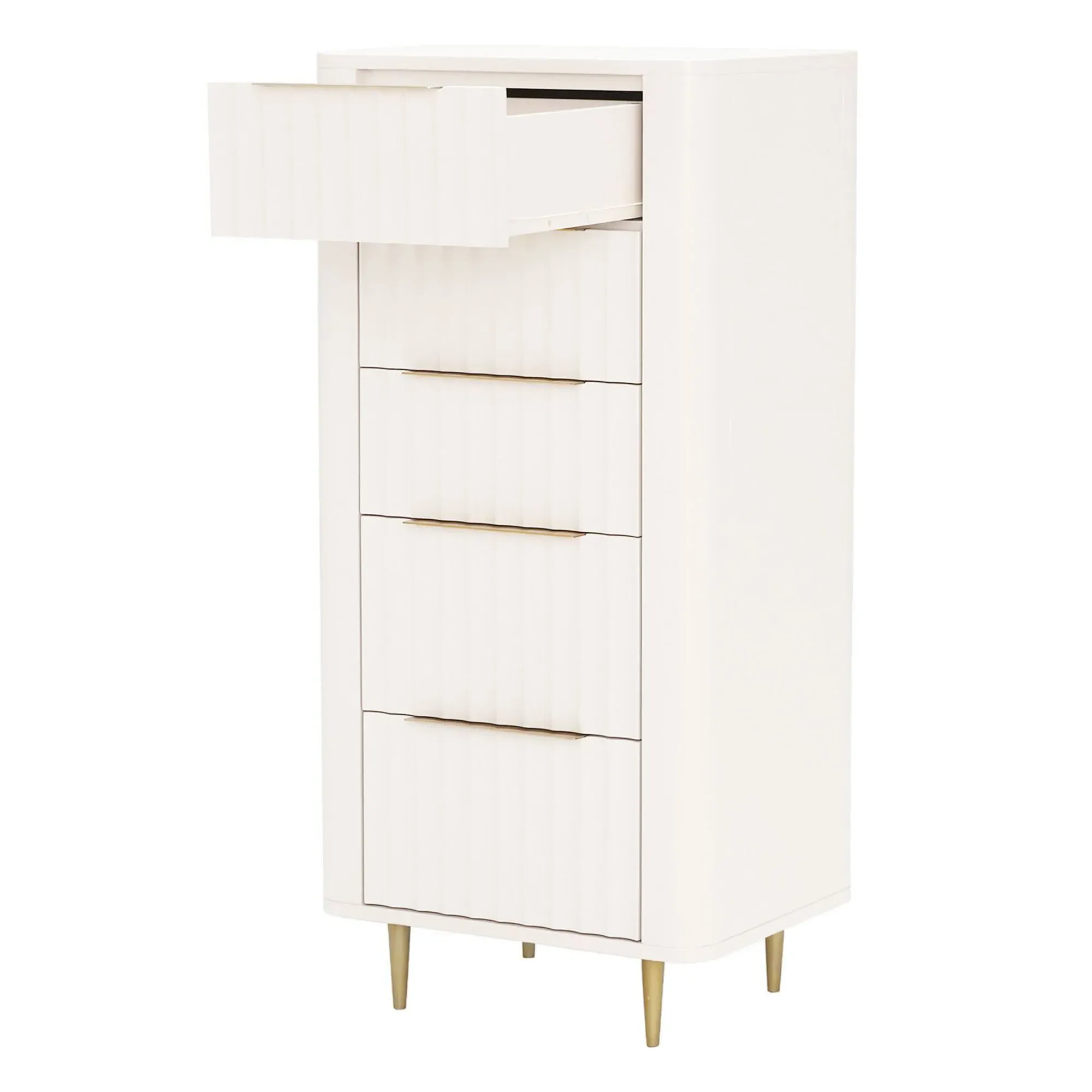 Lucia 5 Drawer Tall Chest - Neutral, Mahogany
