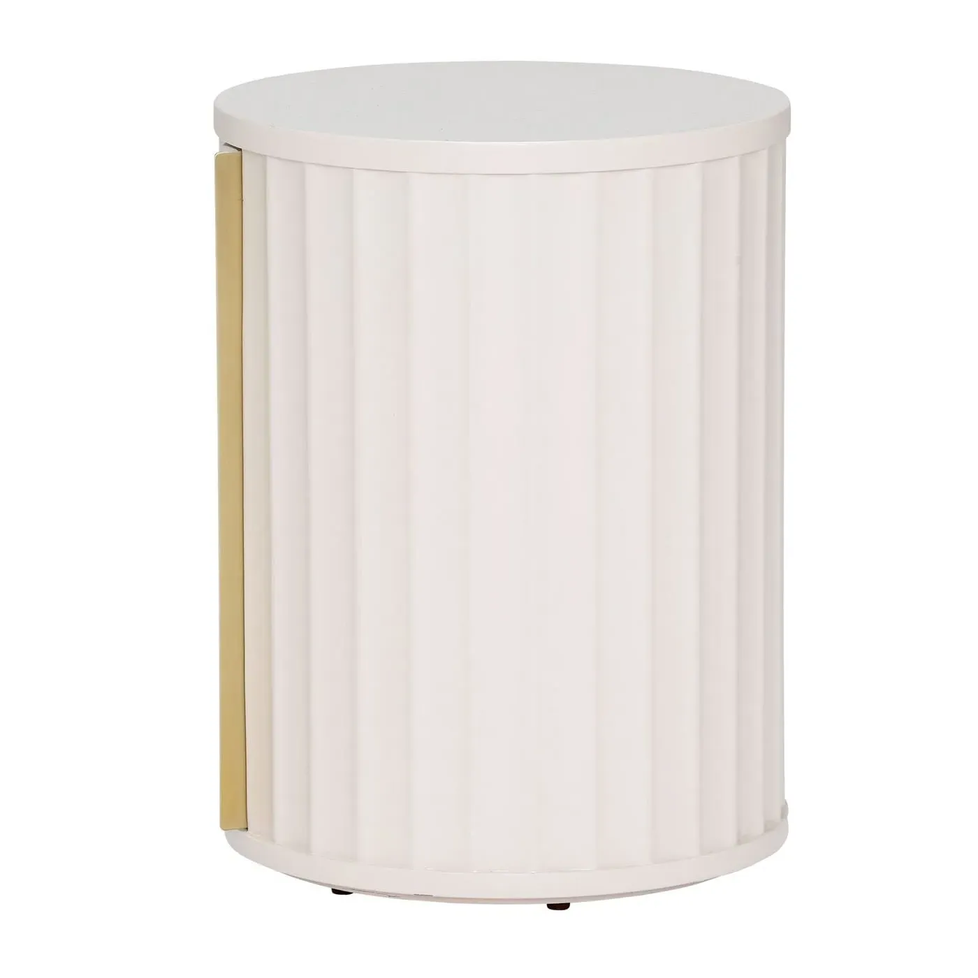 Lucia Round Bedside Table Left - Neutral, Mahogany