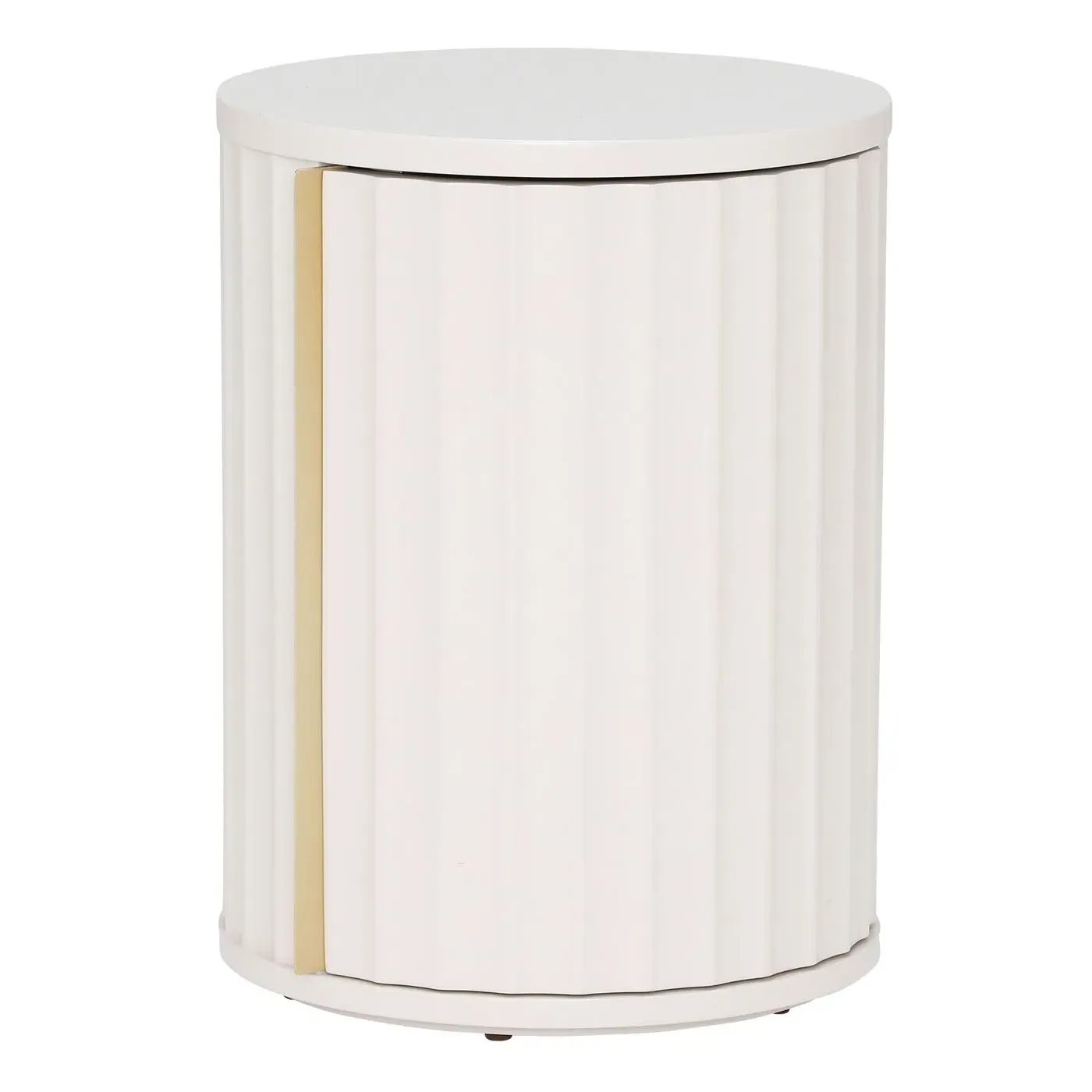 Lucia Round Bedside Table Left - Neutral, Mahogany