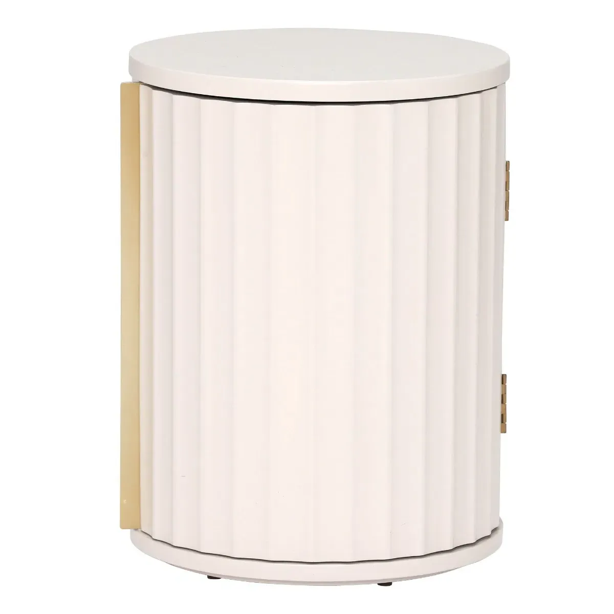 Lucia Round Bedside Table Left - Neutral, Mahogany
