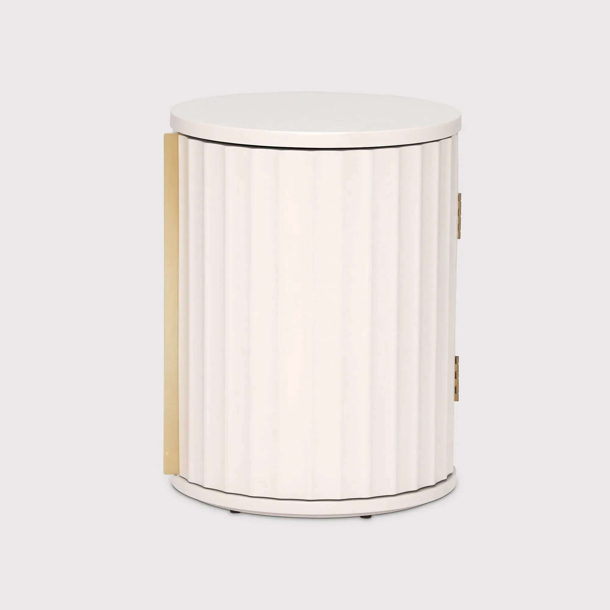 Lucia Round Bedside Table Left - Neutral, Mahogany image