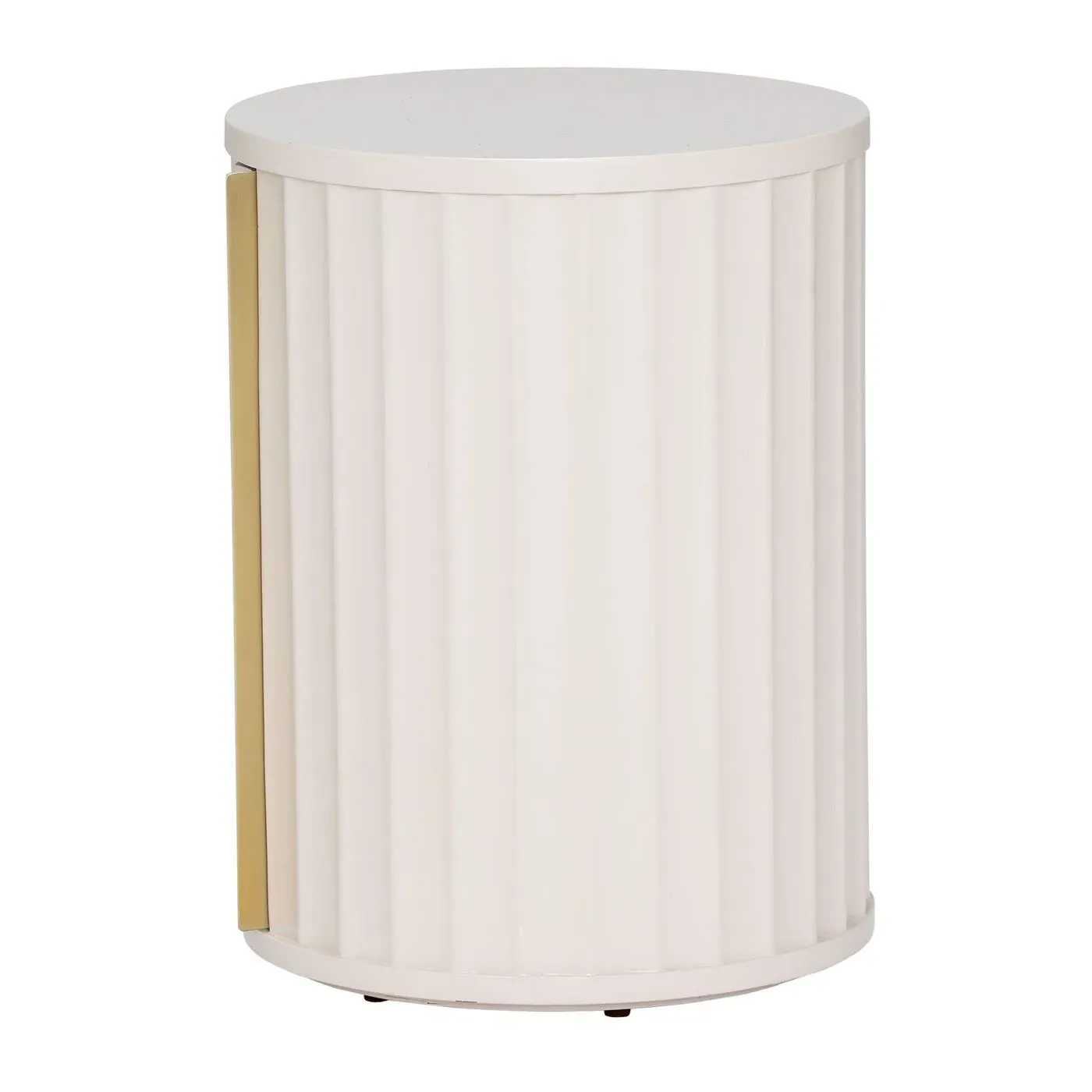 Lucia Round Bedside Table Right - Neutral, Mahogany