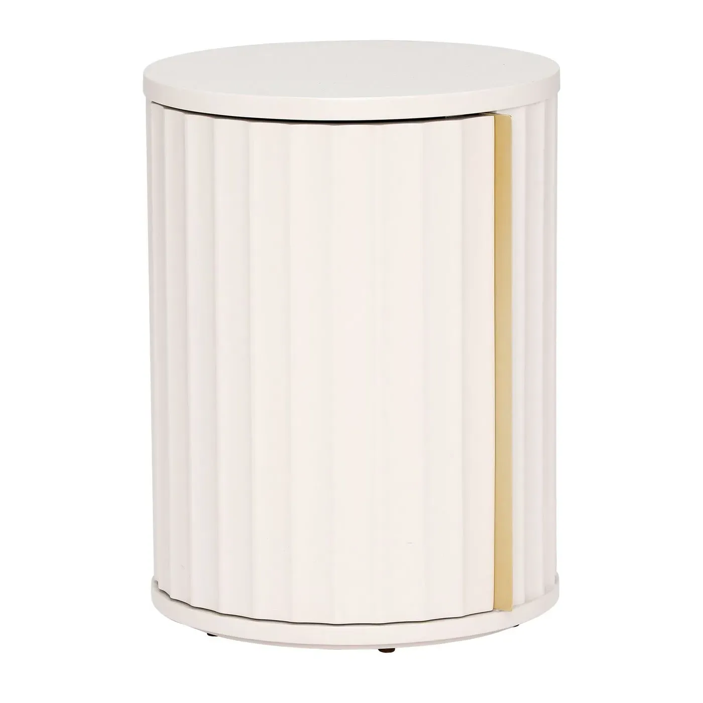 Lucia Round Bedside Table Right - Neutral, Mahogany