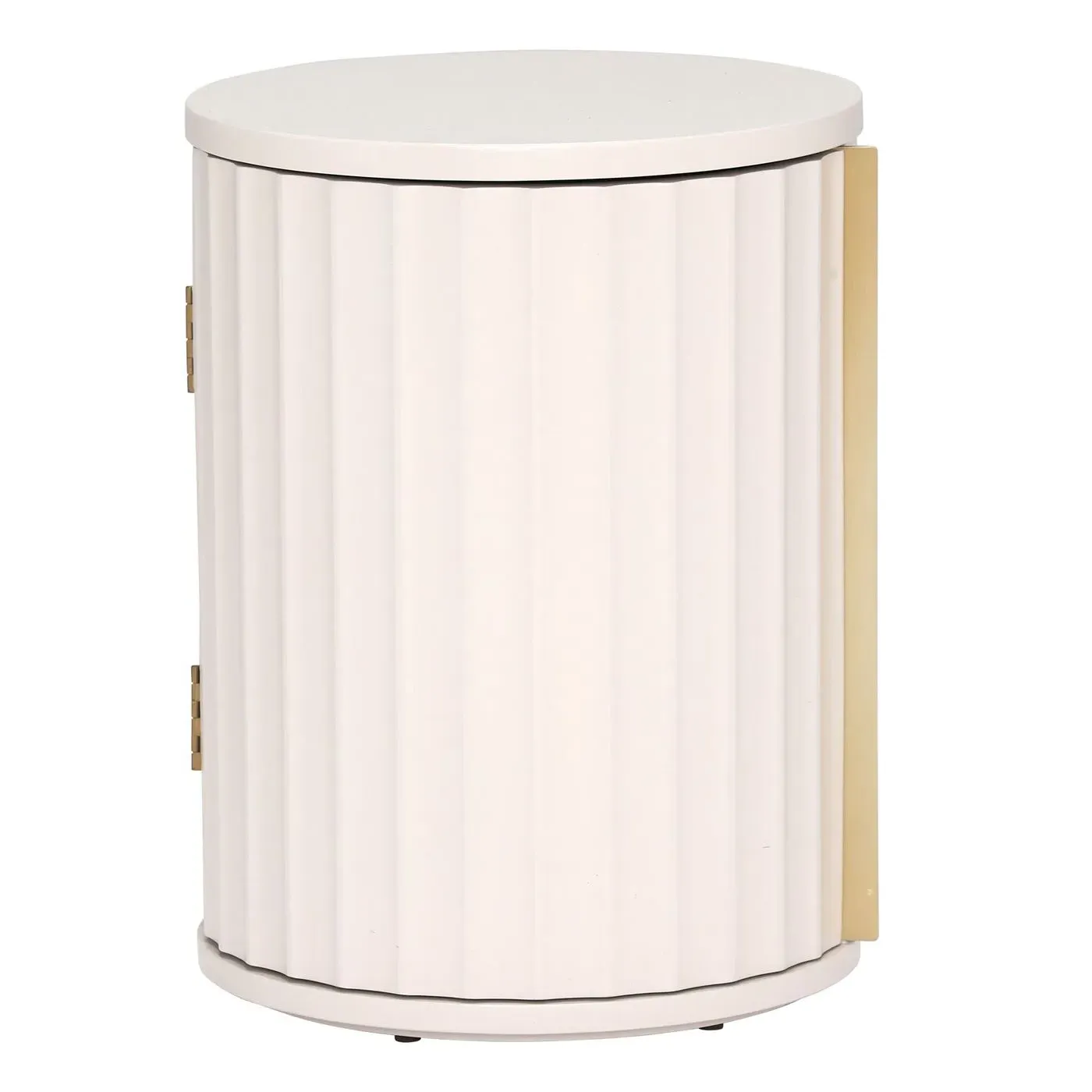 Lucia Round Bedside Table Right - Neutral, Mahogany