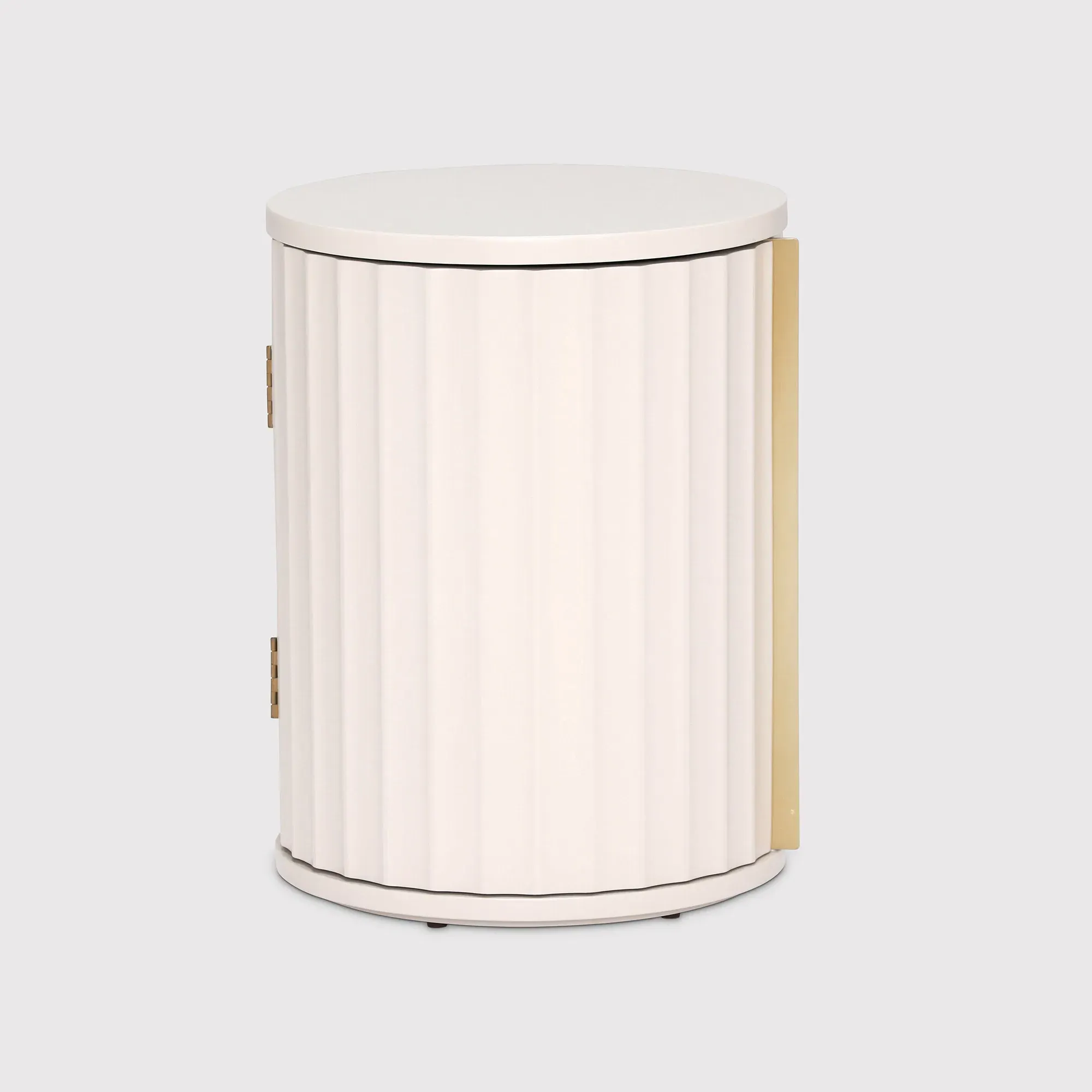 Lucia Round Bedside Table Right - Neutral, Mahogany