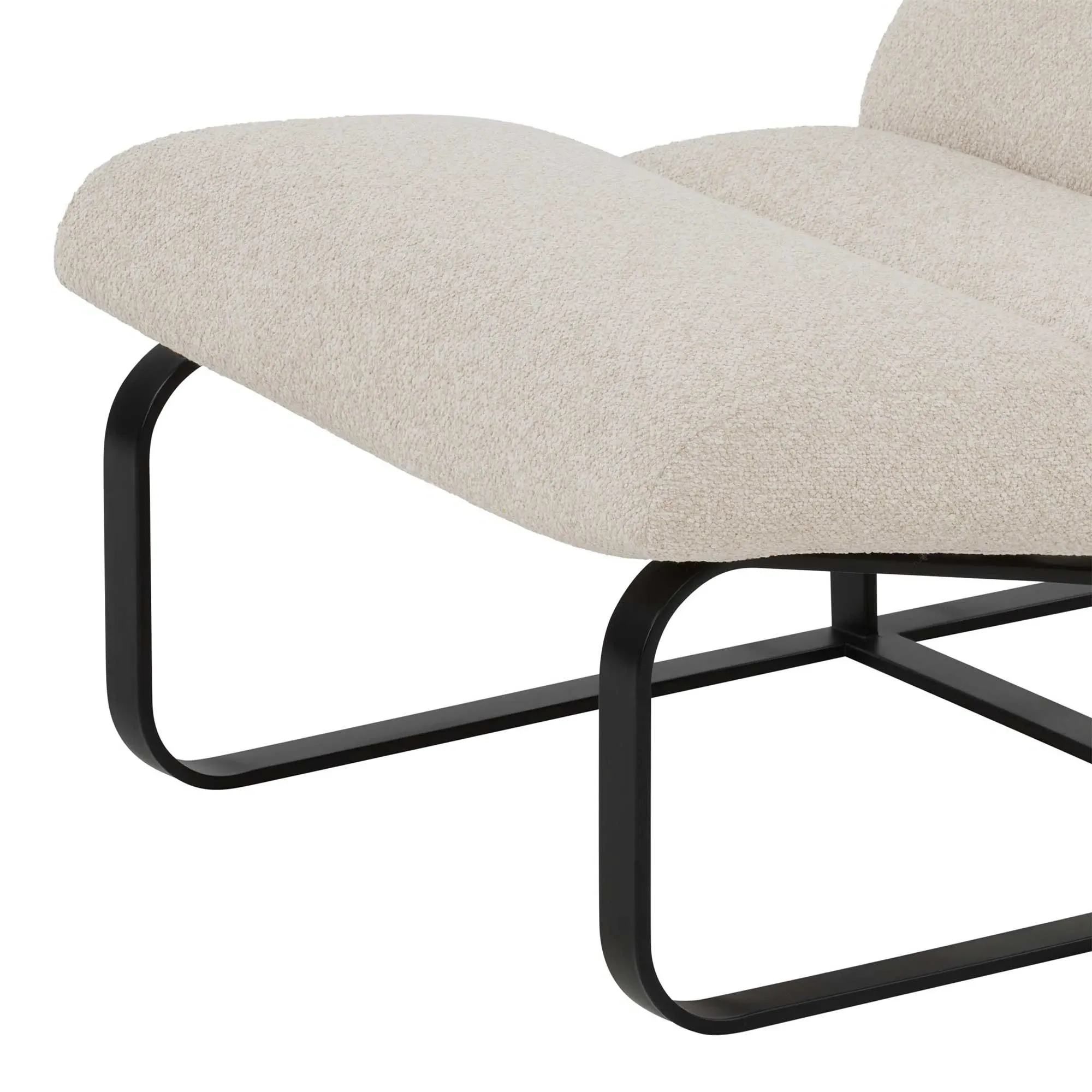 Lucien Accent Chair with Footstool - White, Boucle