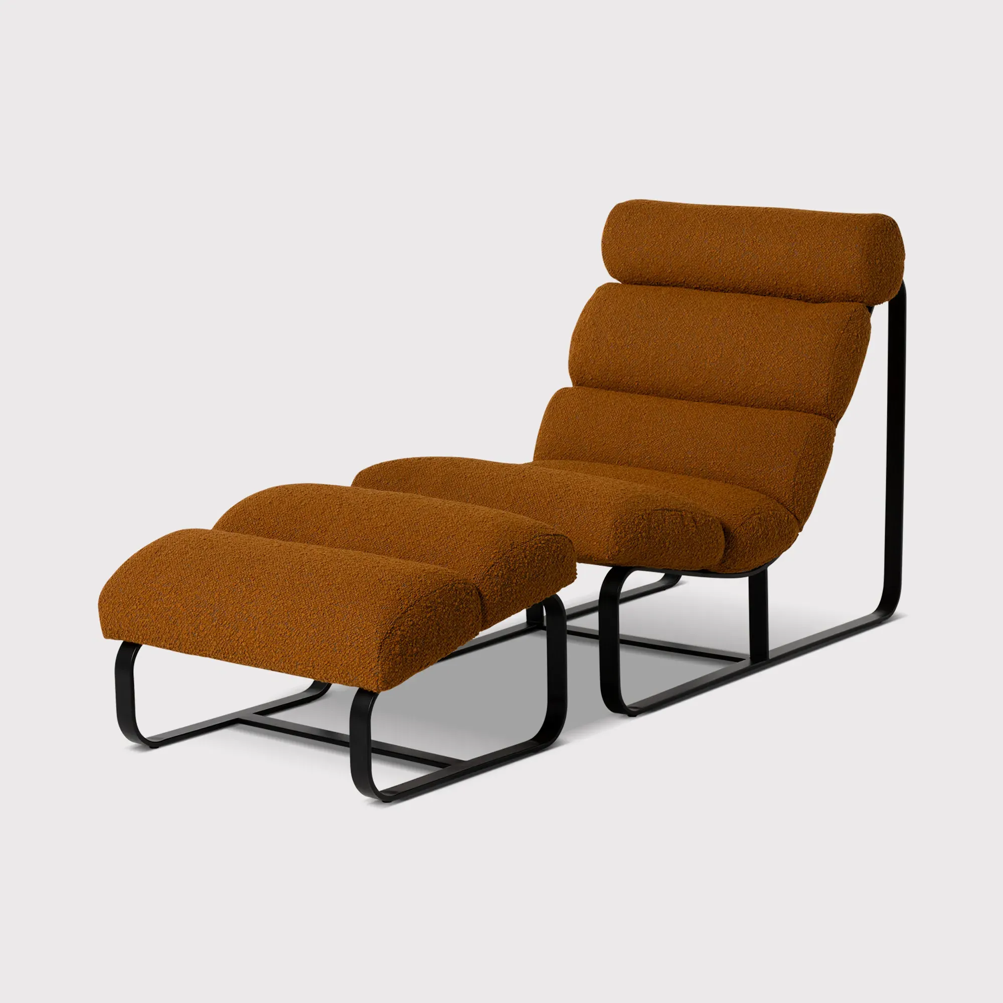 Lucien Accent Chair with Footstool - Yellow, Boucle