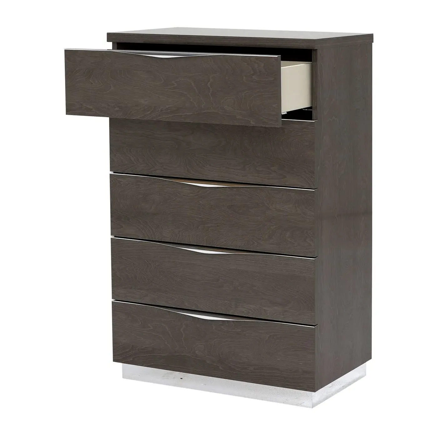 Lutyen 5 Drawer Tall Chest - Brown Gloss