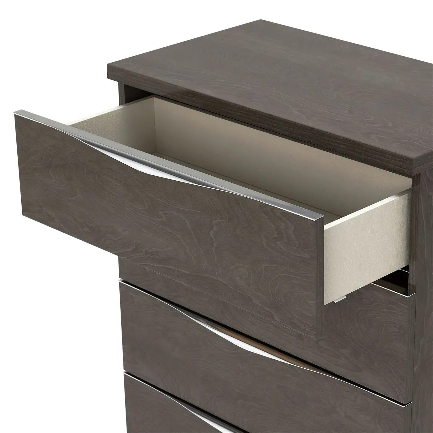 Lutyen 5 Drawer Tall Chest - Brown Gloss