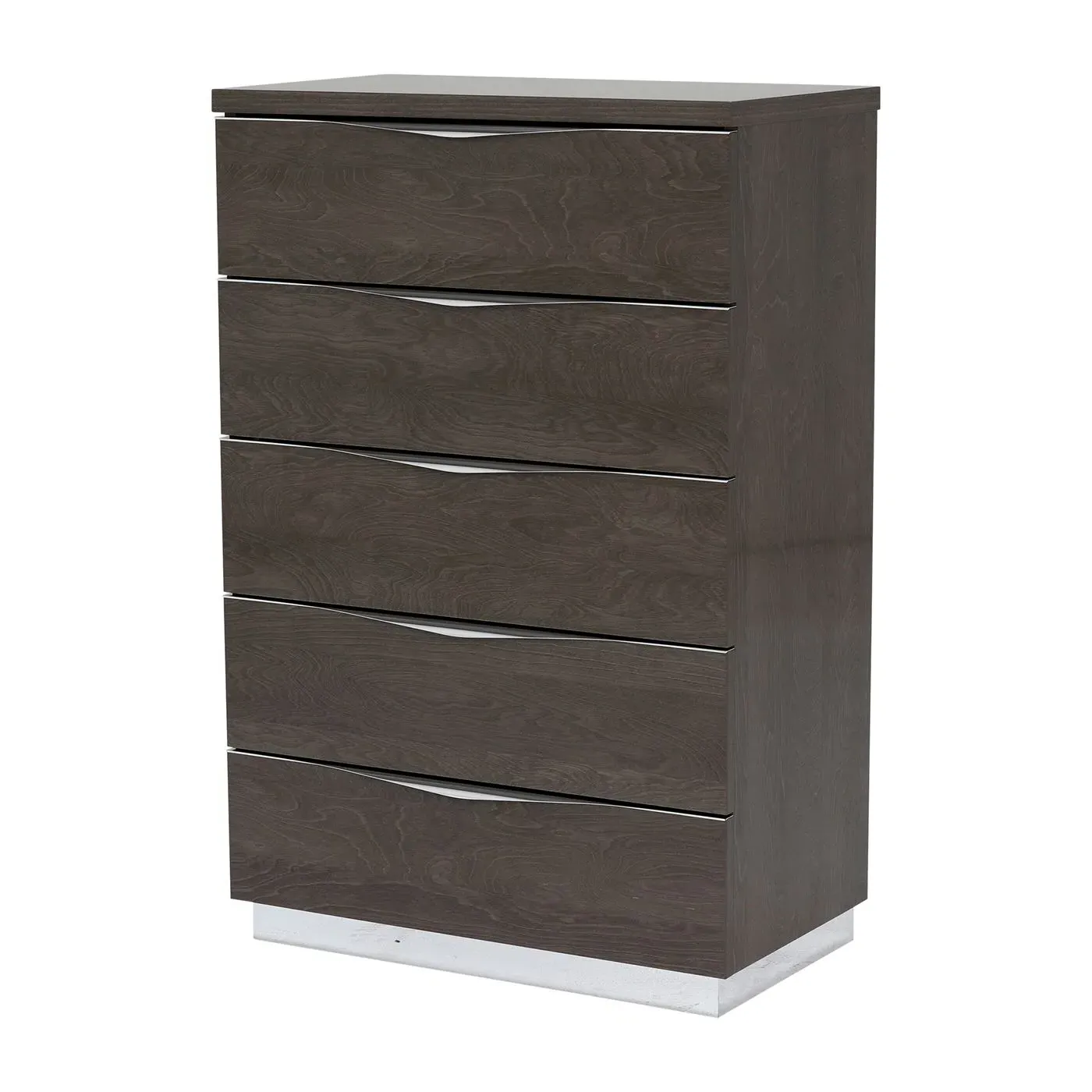 Lutyen 5 Drawer Tall Chest - Brown Gloss