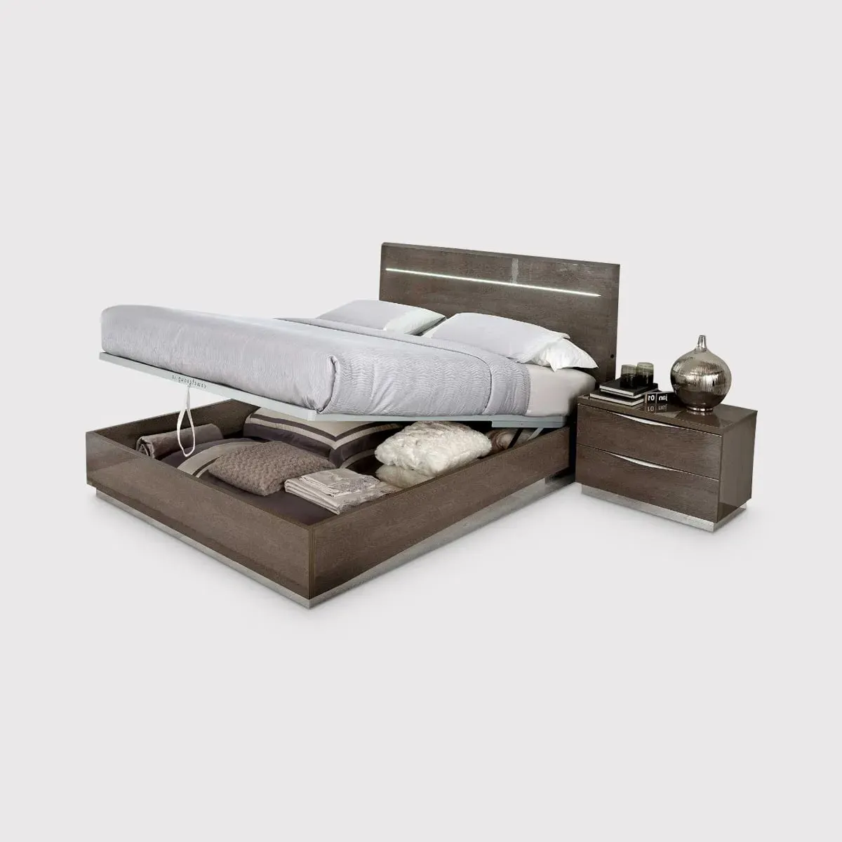 Lutyen King Size Bed Frame with Storage - Grey