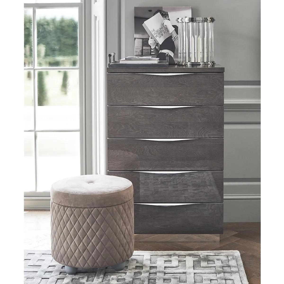 Lutyen Stool Pouf Rombi - Neutral, Polyester