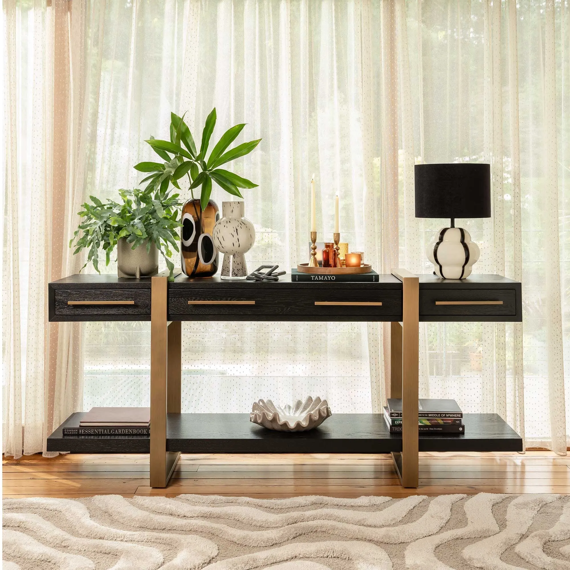 Lysa 3 Drawer Console Sideboard - Brown, Oak