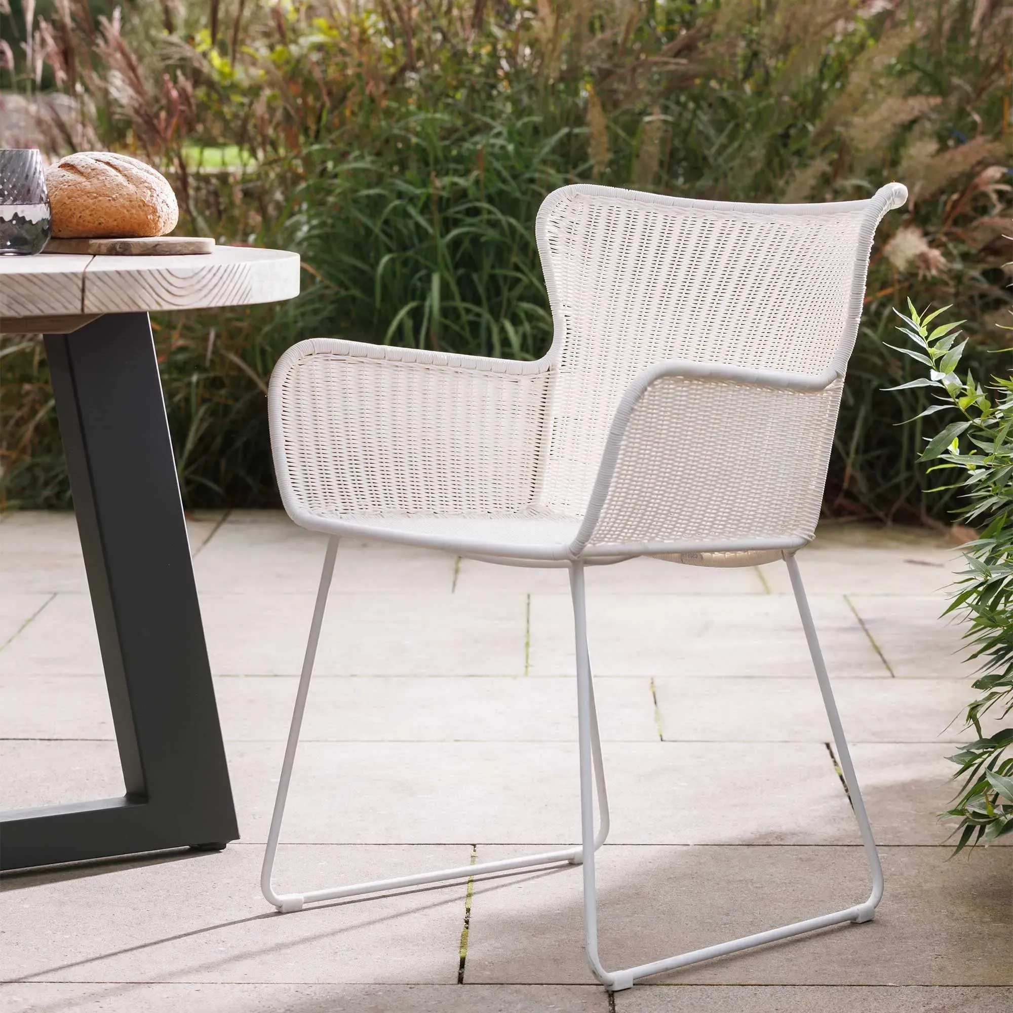 Marbella Dining Armchair - White, Synthetic Wicker image