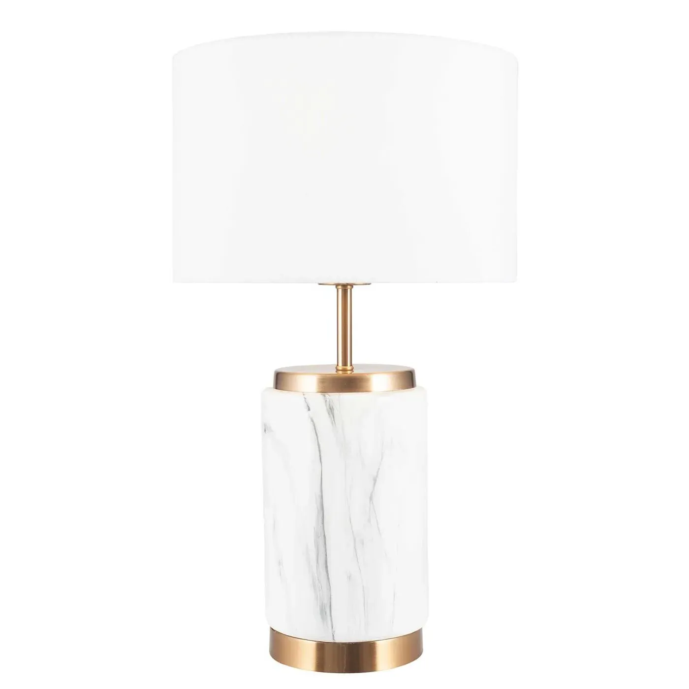 Marble Effect Ceramic Table Lamp - White
