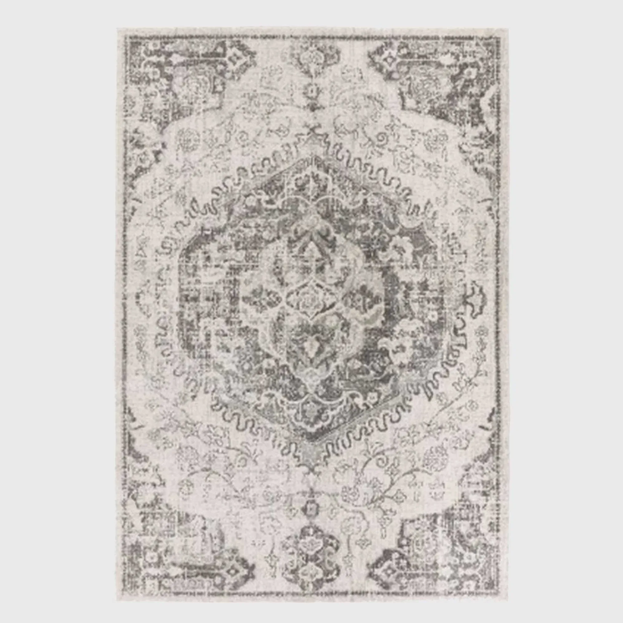 Medallion Square Rug - Ivory, Polypropylene