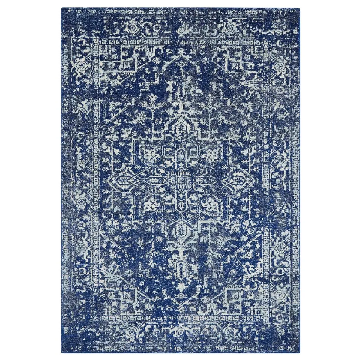Medallion Square Rug - Navy, Polypropylene