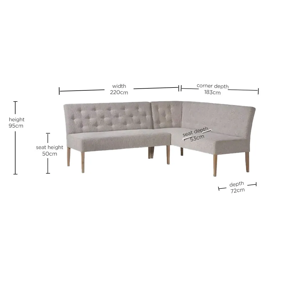 Medina Right Corner Bench - Grey, Fabric