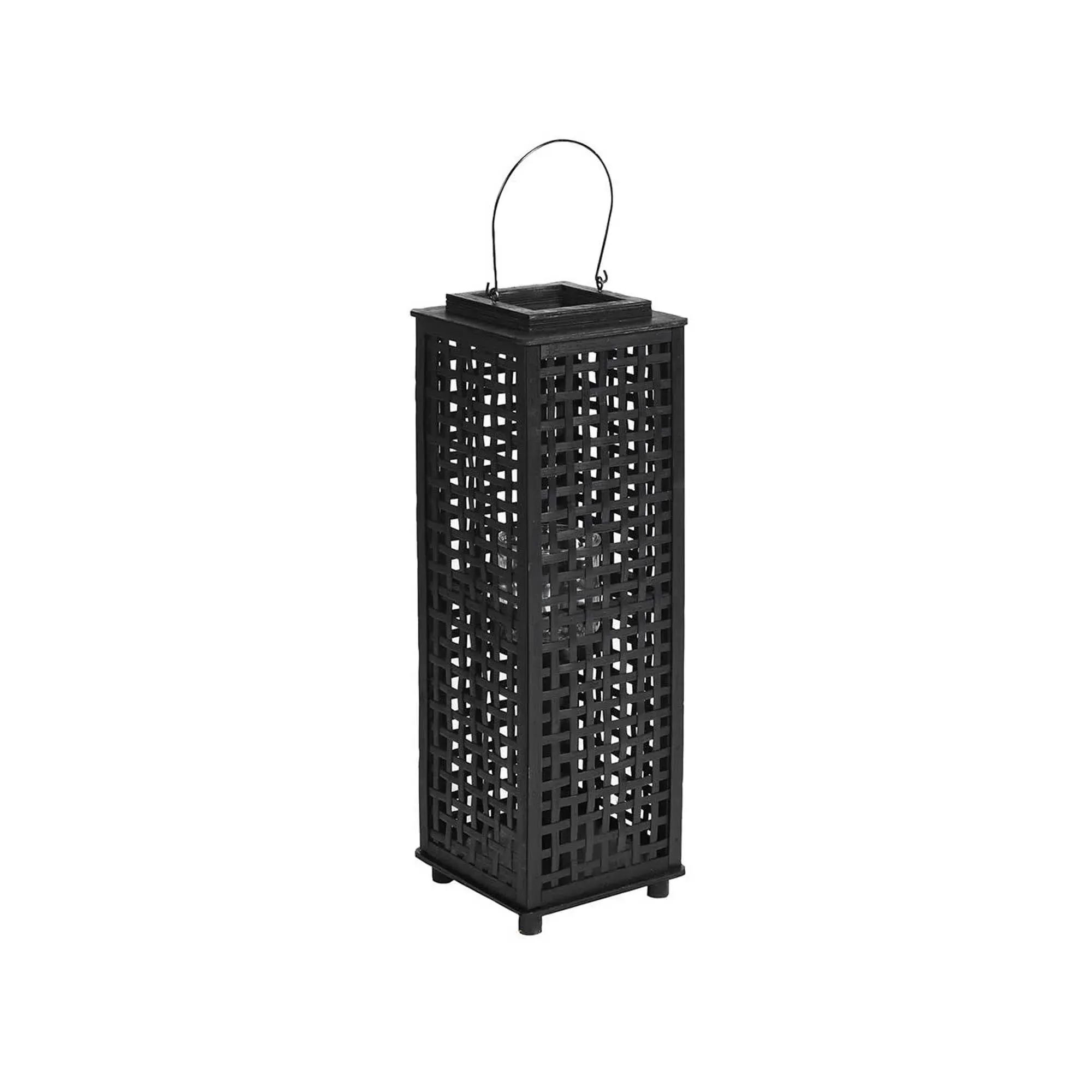 Medium Black Bamboo Lantern - Black