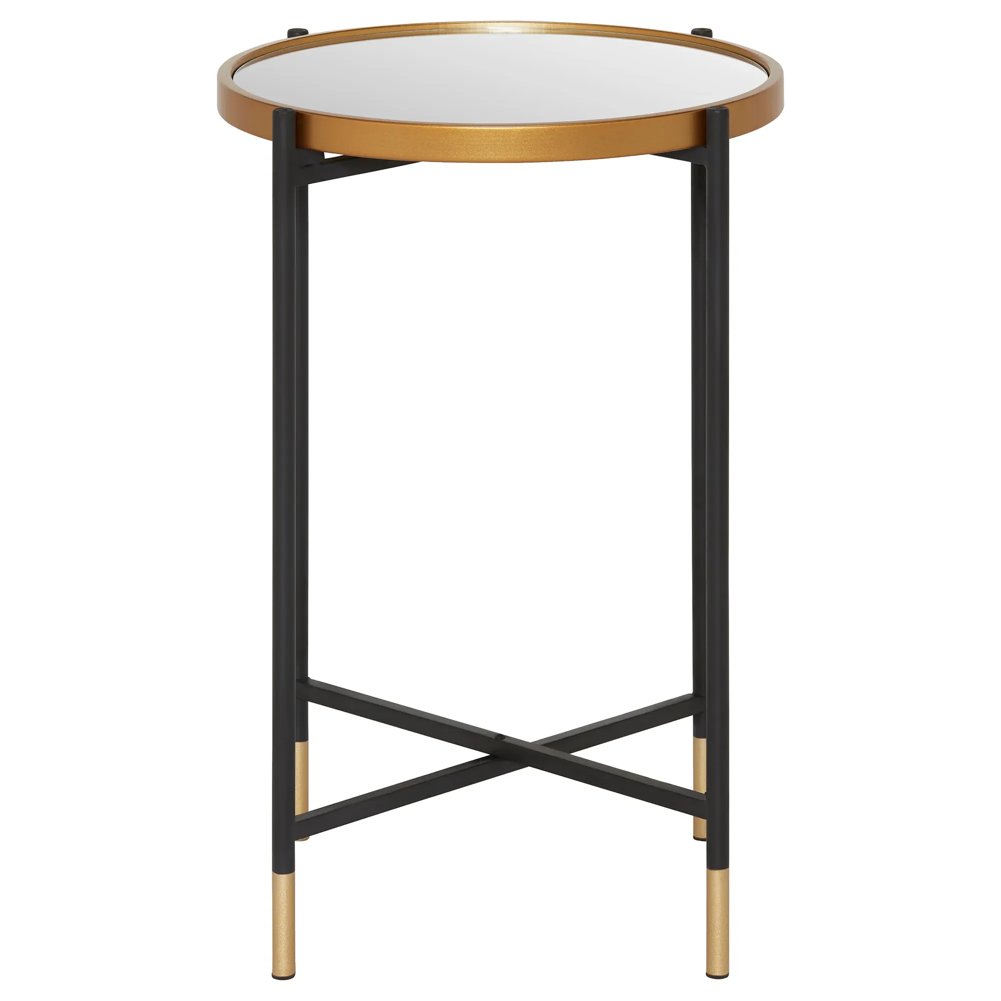 Medium Mirror Top Side Table - Black, Metal