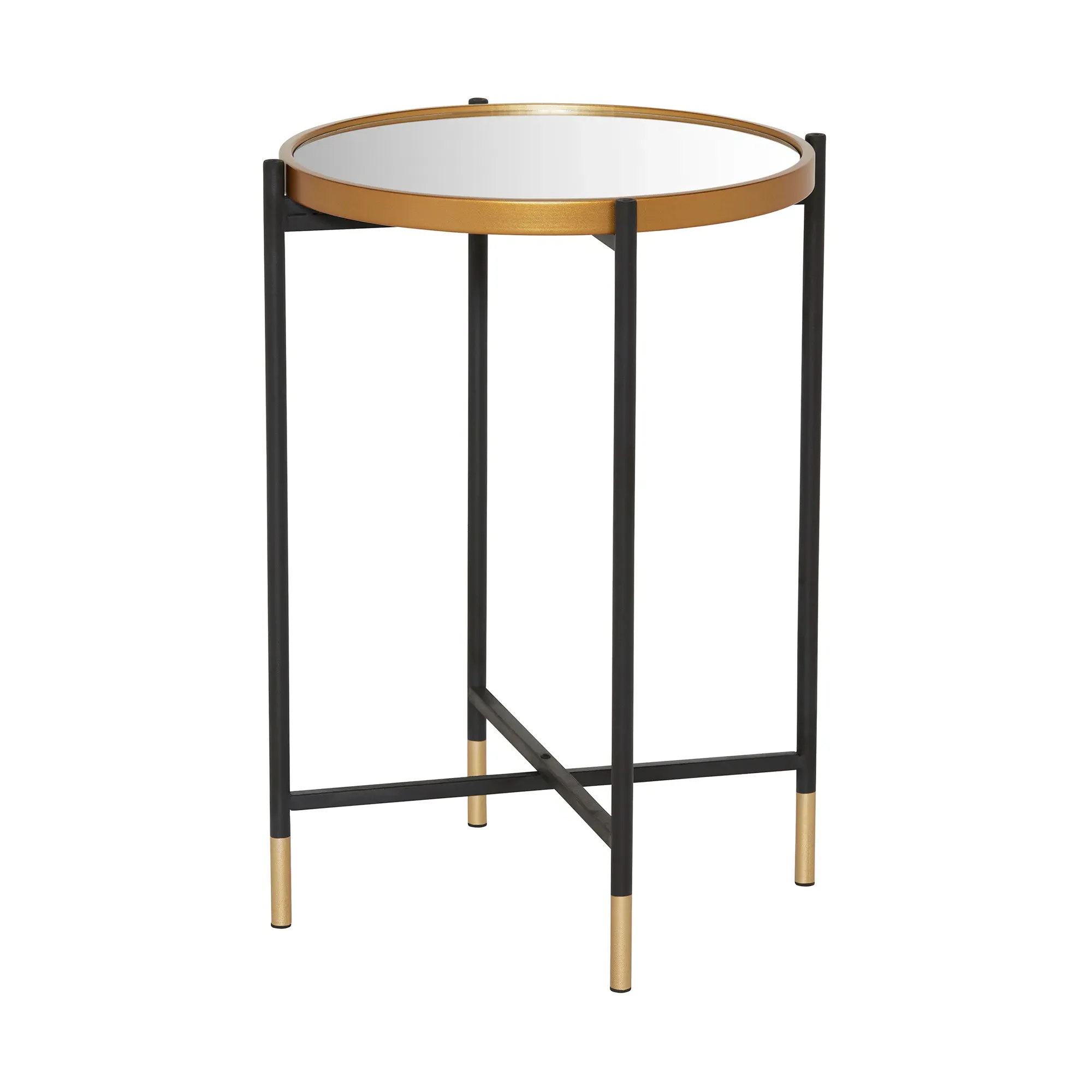 Medium Mirror Top Side Table - Black, Metal image