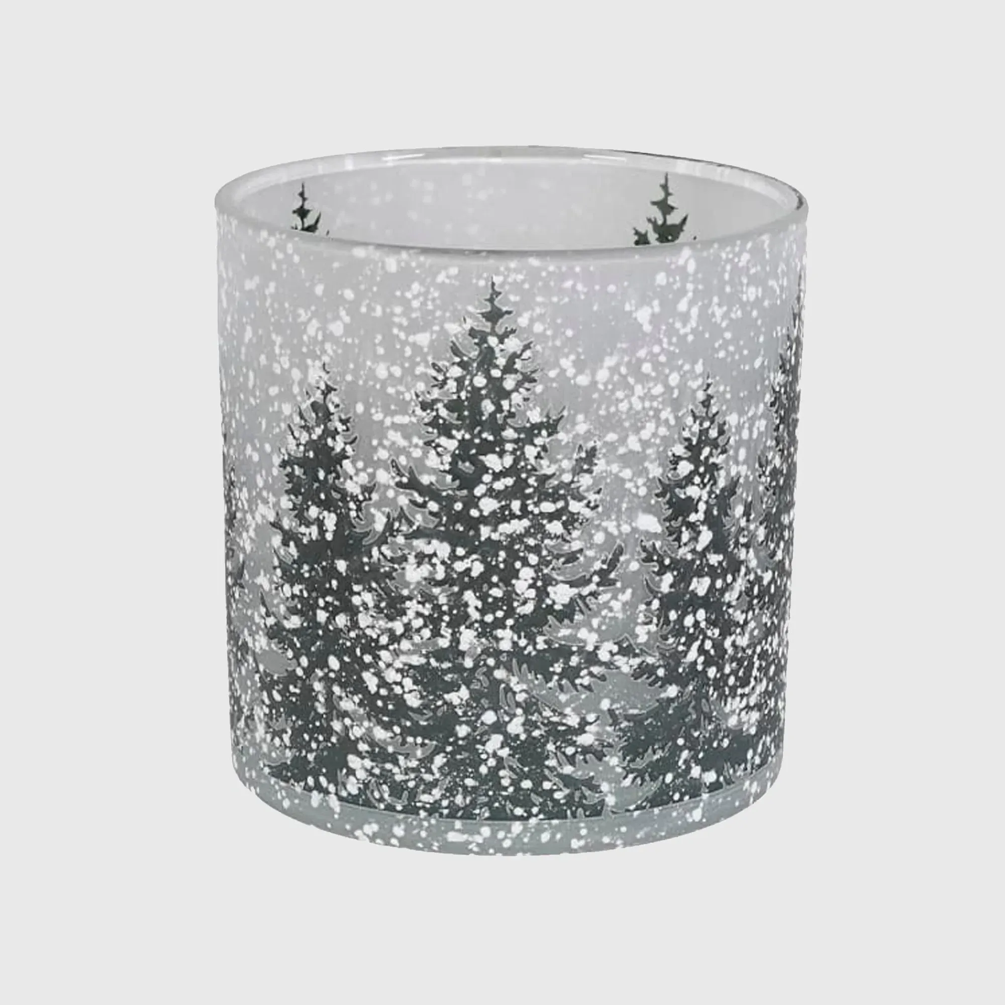 Medium Snowy Trees Candle Holder - Grey, Glass