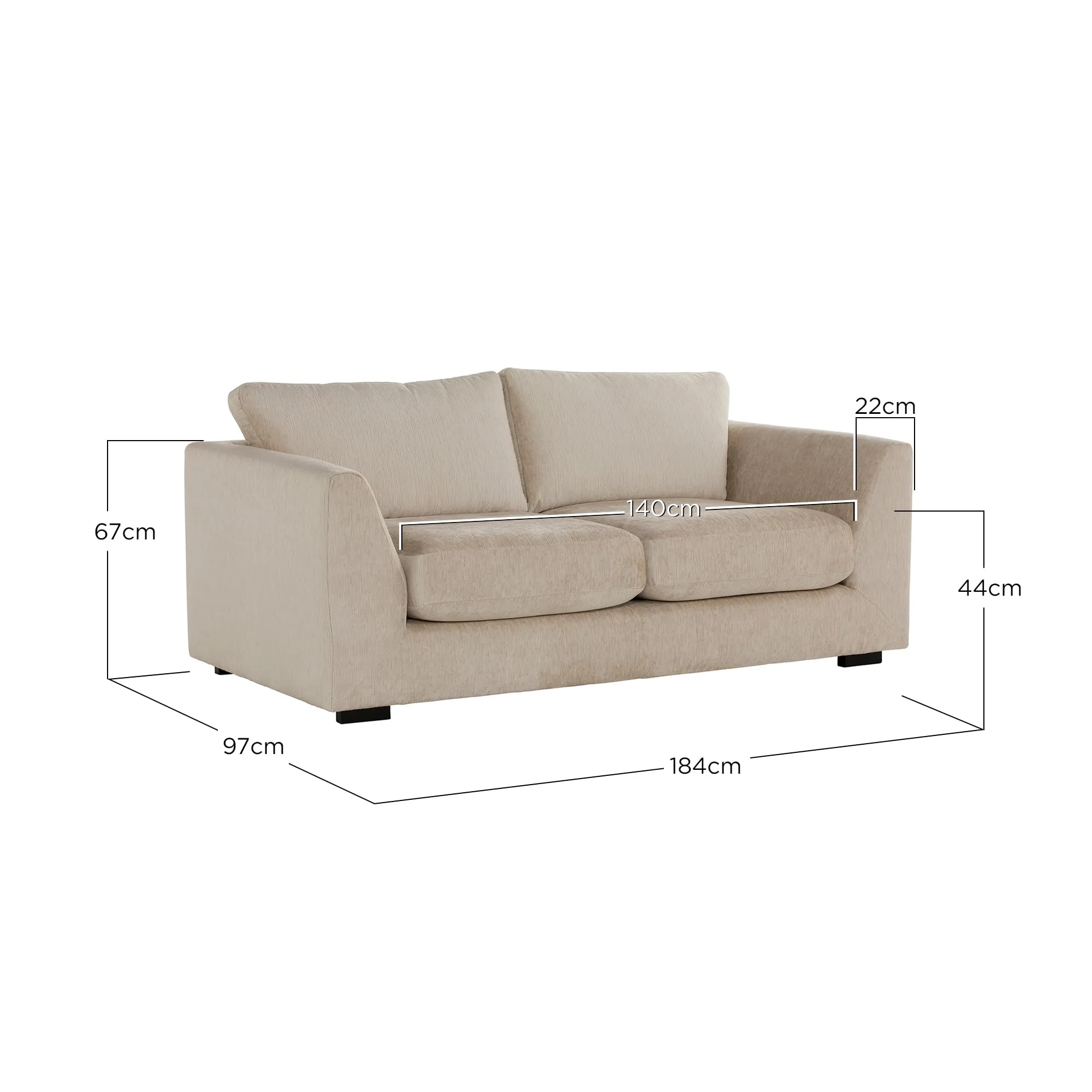 Melby 2-Seater Sofa - Neutral Fabric