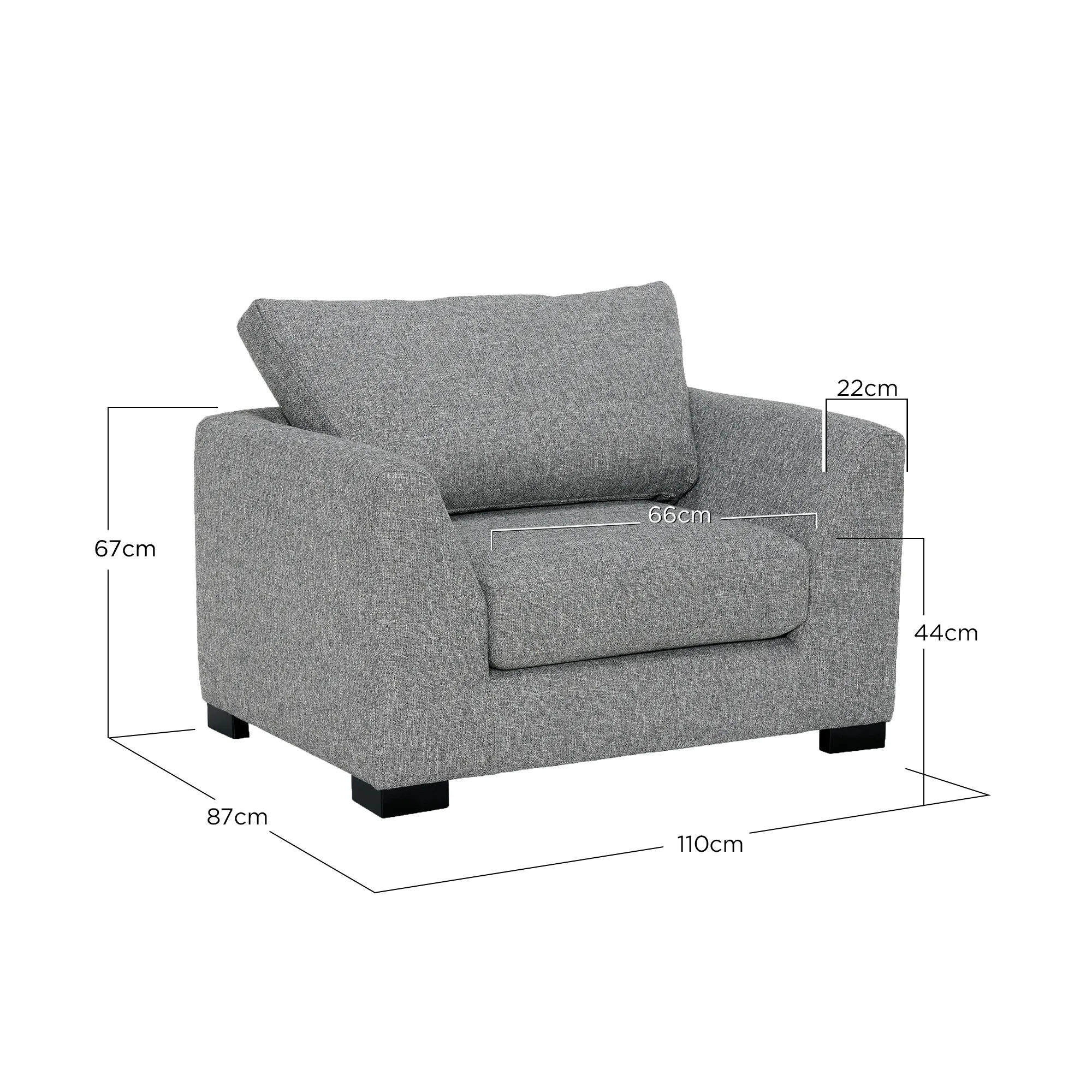 Melby Armchair - Grey, Fabric
