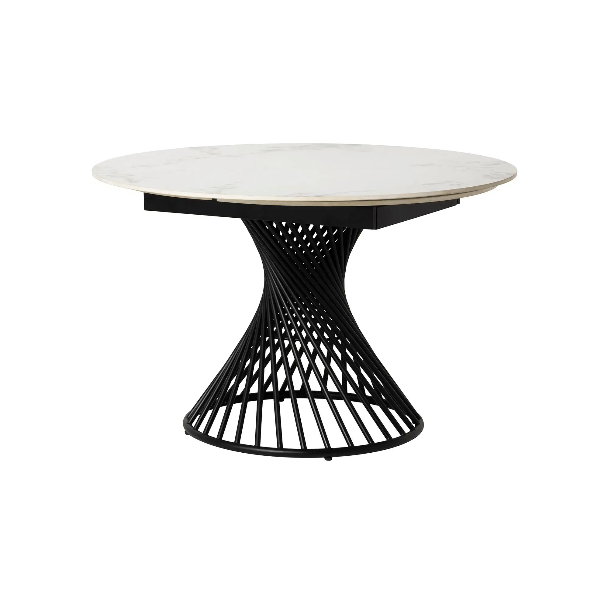 Mendal Round Extending Dining Set with 4 Chairs - White, Ceramic