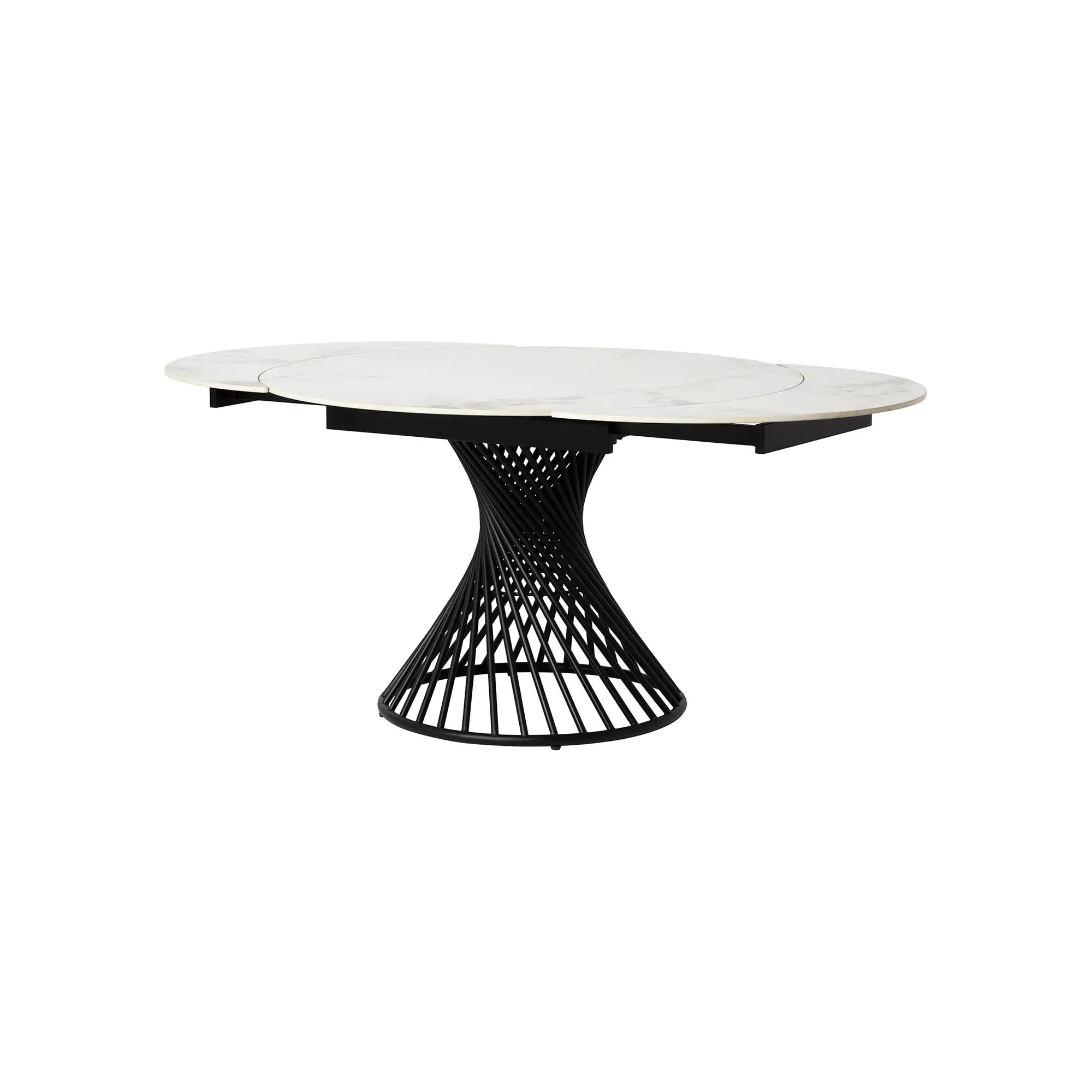 Mendal Round Extending Dining Set with 4 Chairs - White, Ceramic