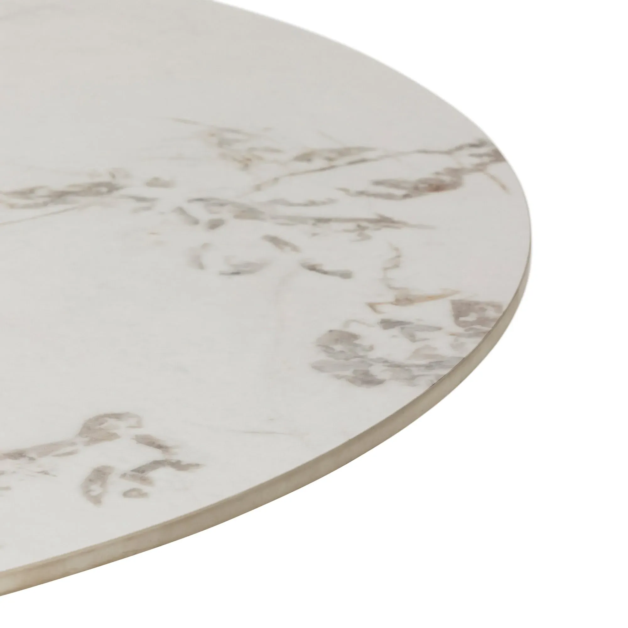 Mendal Round Extending Dining Table - White, Ceramic