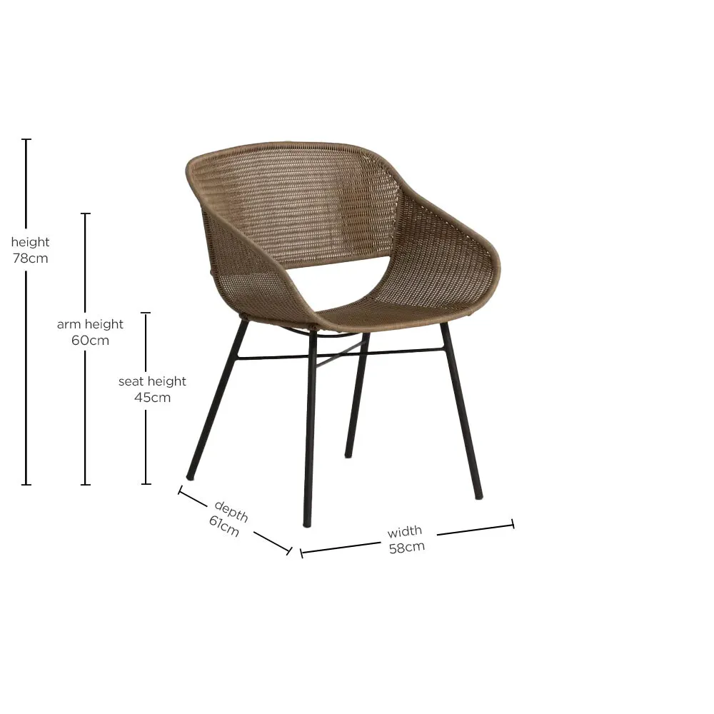 Merida Garden Dining Armchair - Neutral, Aluminium