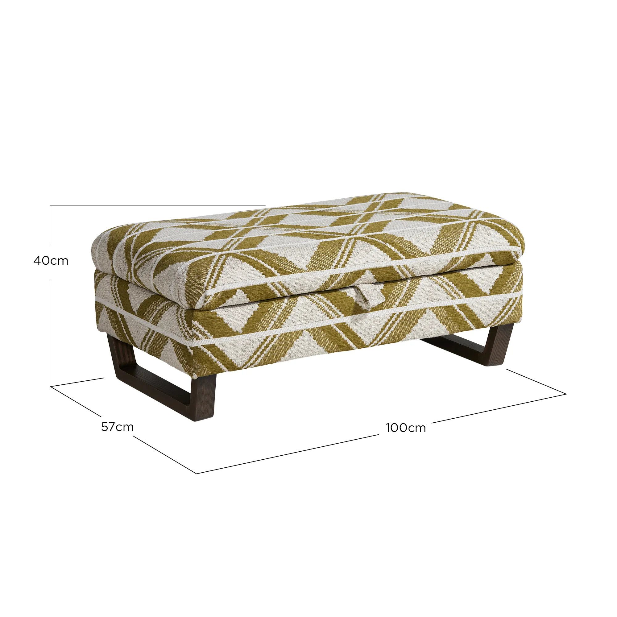 Miller Legged Ottoman - Green, Fabric