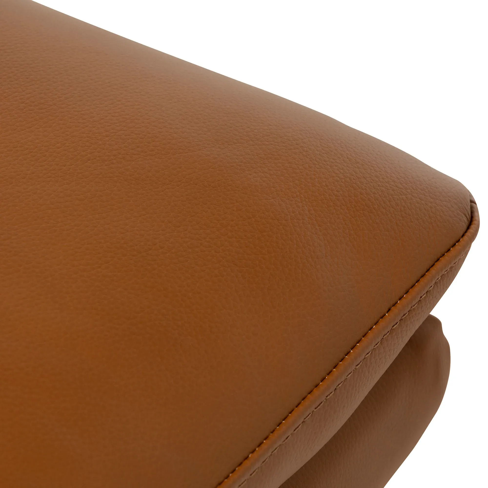 Mills Ottoman - Brown, Leather