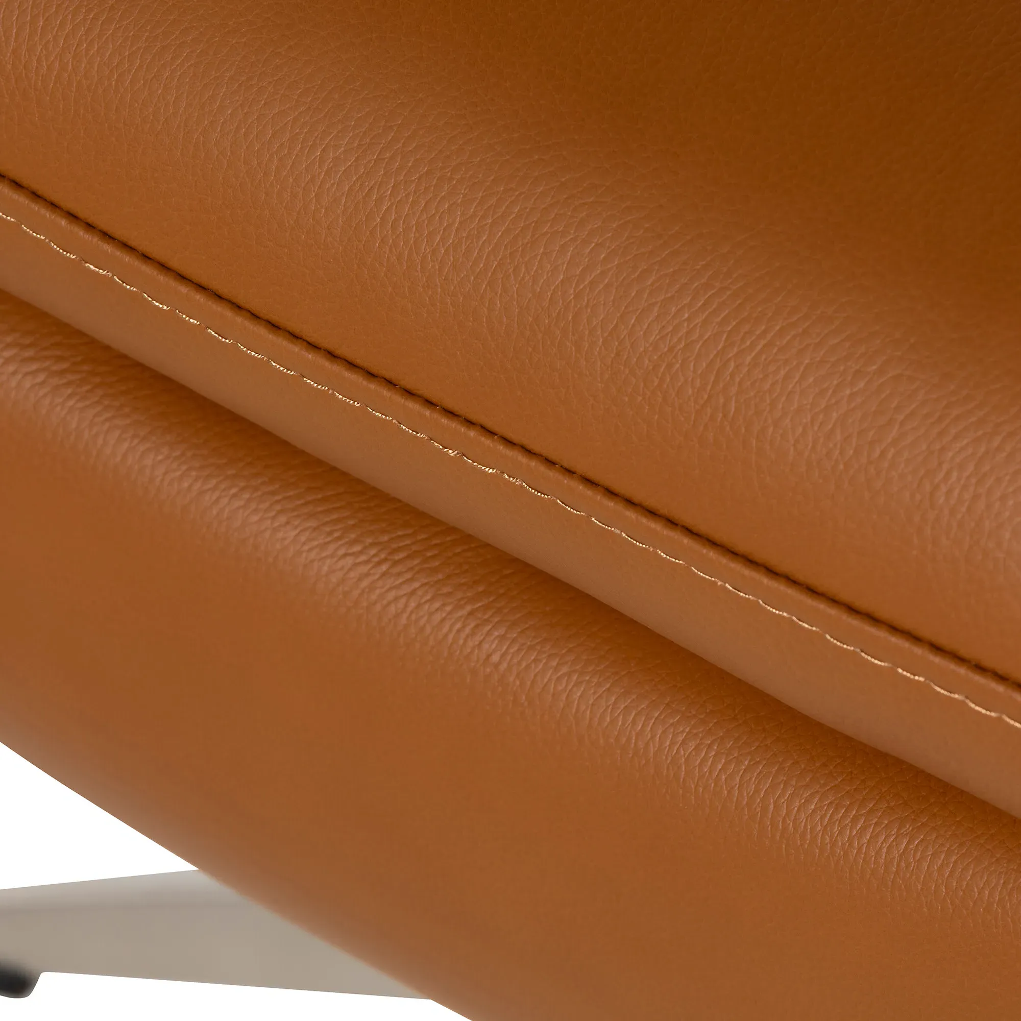 Mills Ottoman - Brown, Leather