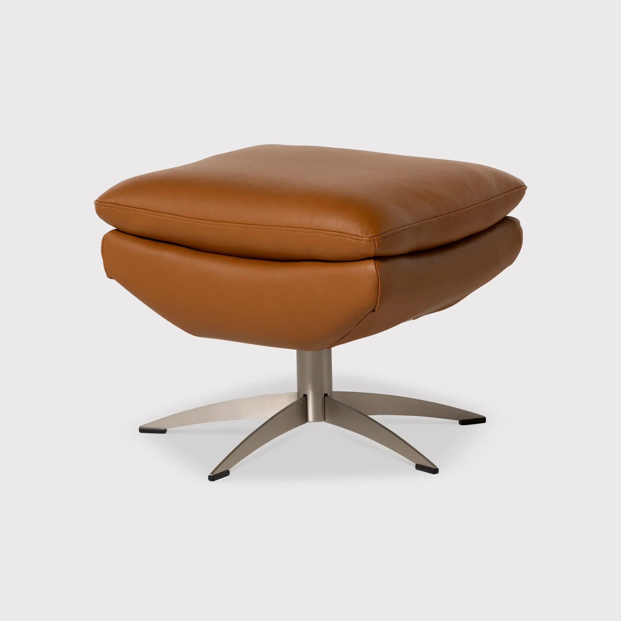 Mills Ottoman - Brown, Leather image